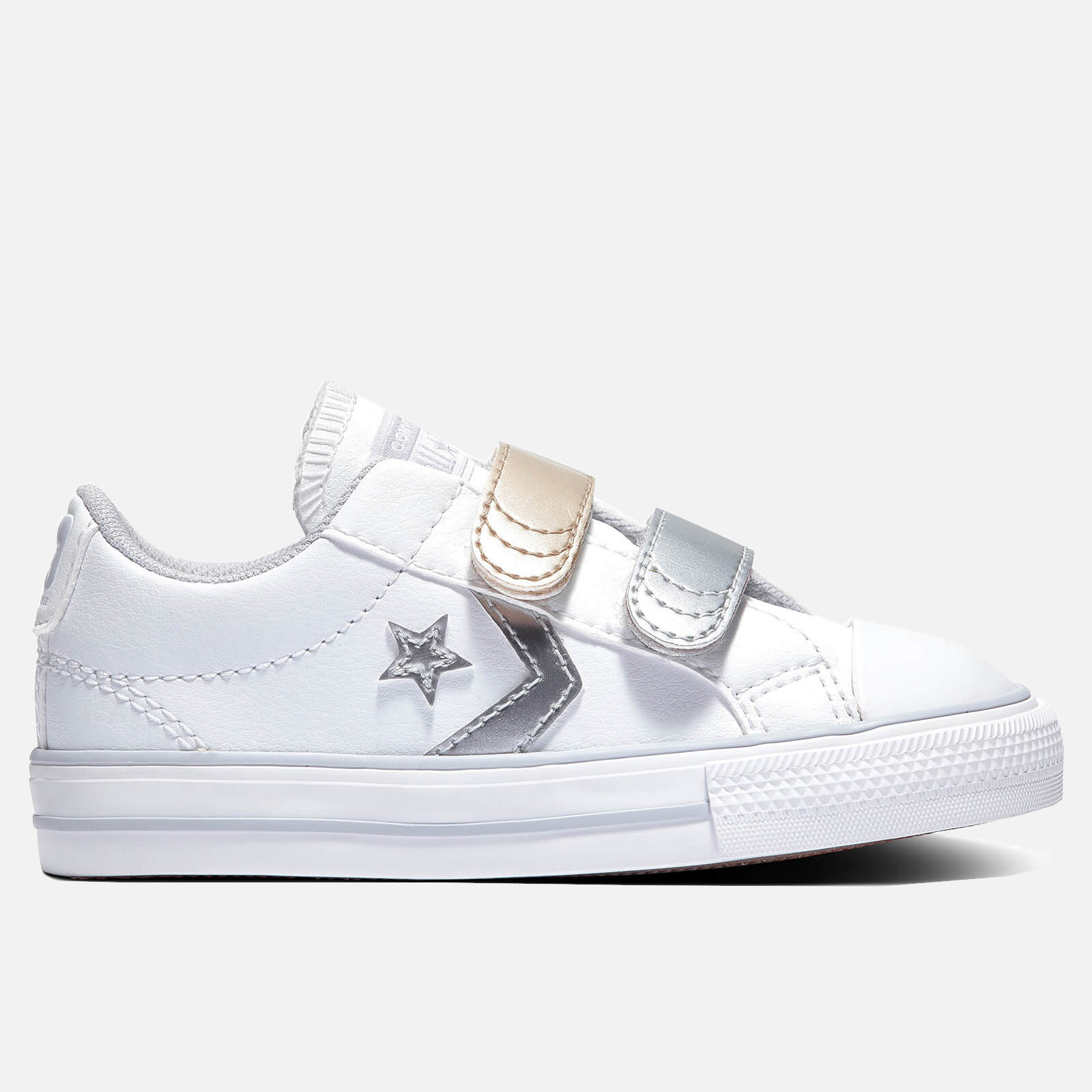 Converse Toddlers' Star Player Ox Metallic Velcro Trainers - White - UK 4 Baby