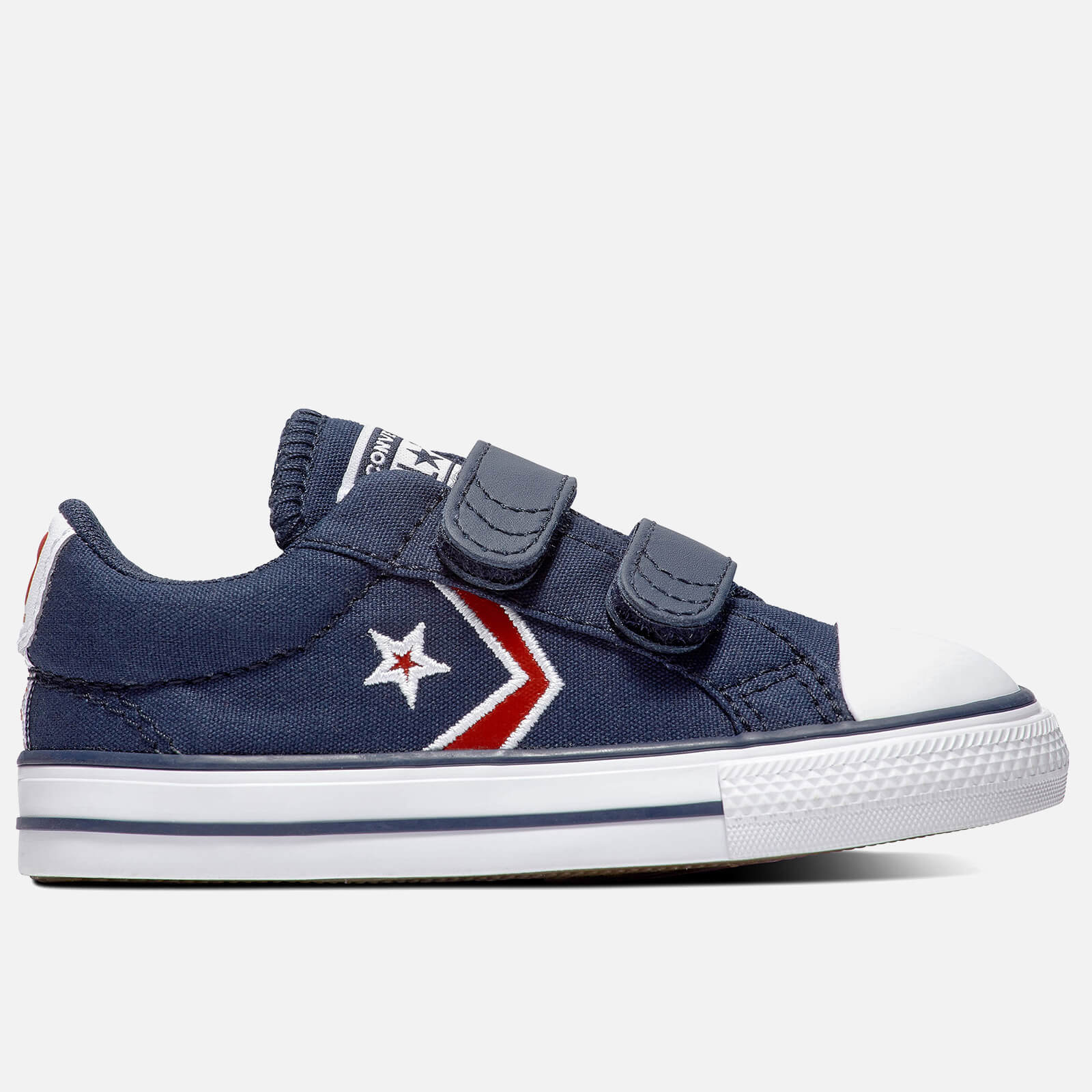 Converse Toddlers' Star Player Embroidered Ox Velcro Trainers - Obsidian/University Red - UK 4 Baby