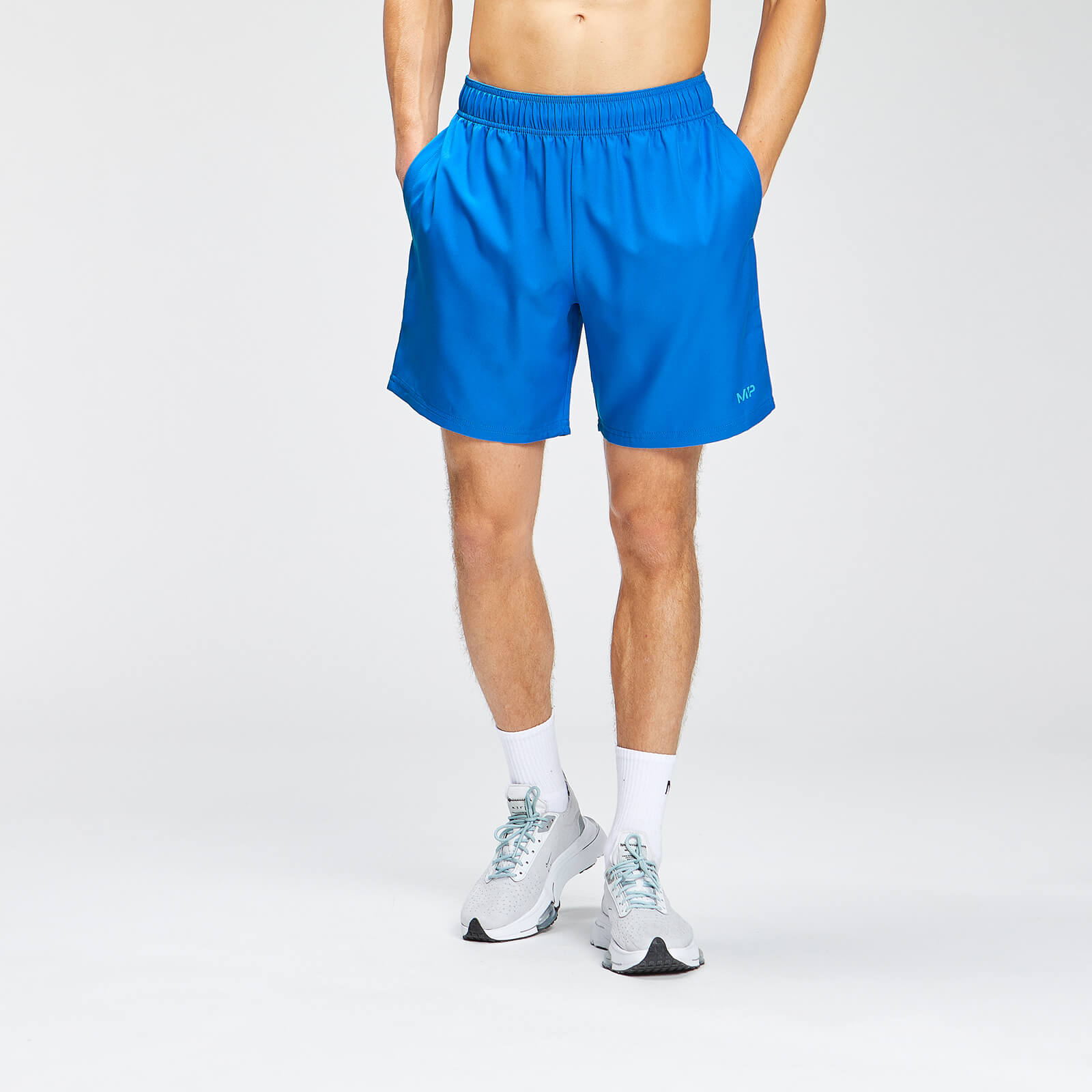 Image of Pantaloncini sportivi con stampa MP Repeat da uomo - Azzurro intenso - XS