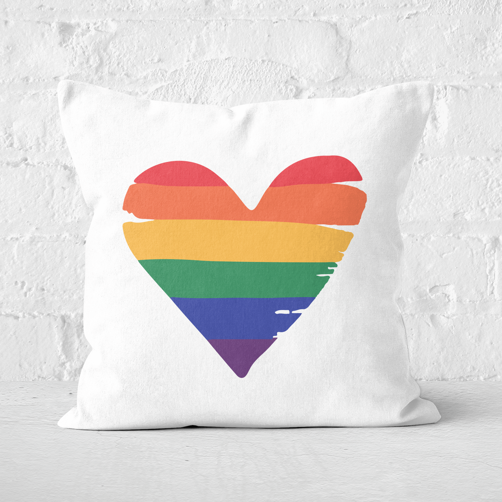 Rainbow Heart Square Cushion - 60x60cm - Soft Touch