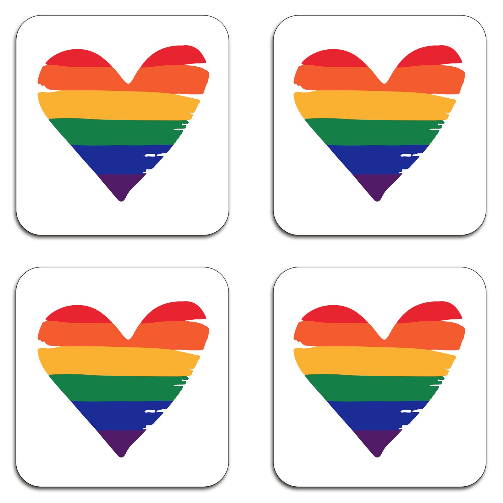 Rainbow Heart Coaster Set