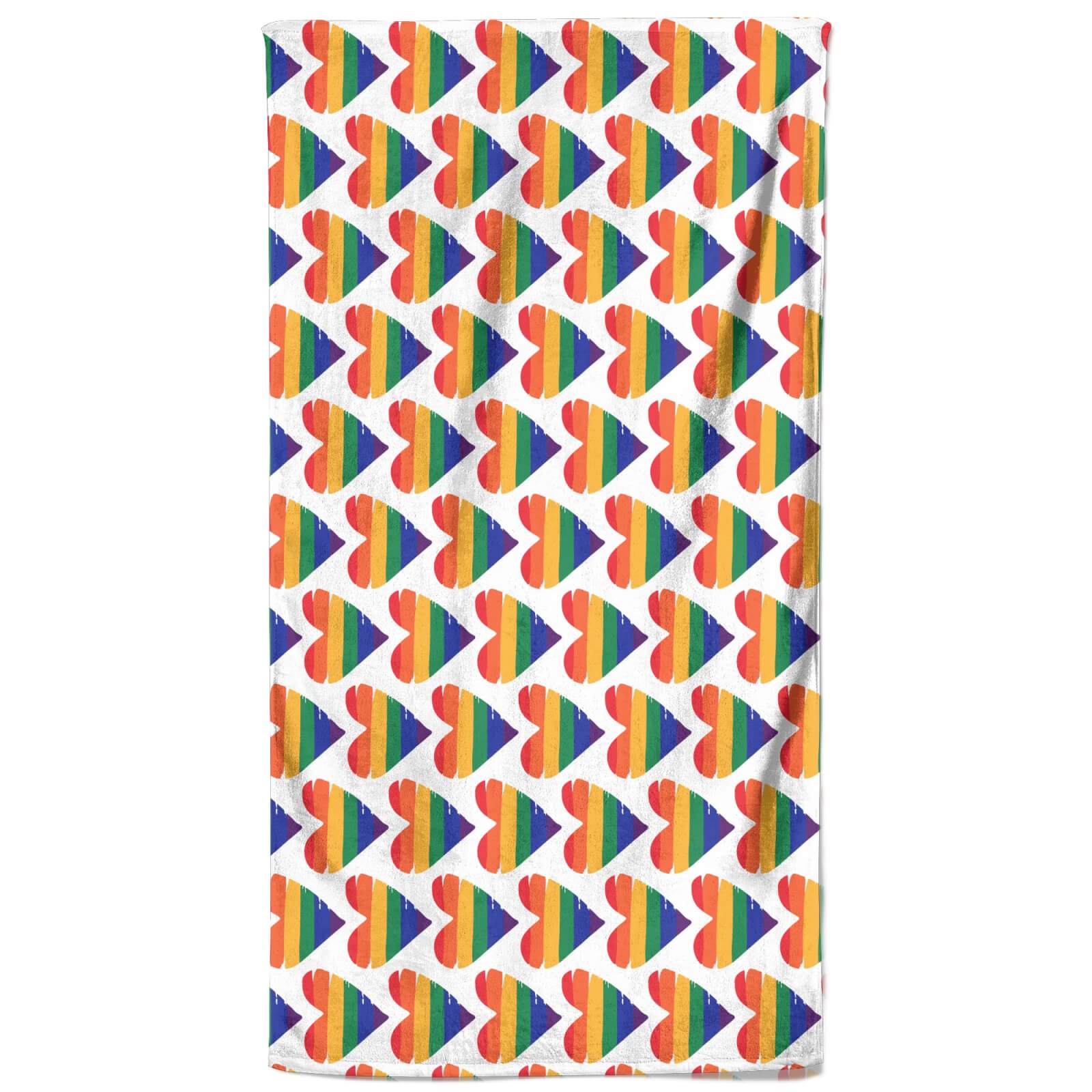 Rainbow Hearts Beach Towel