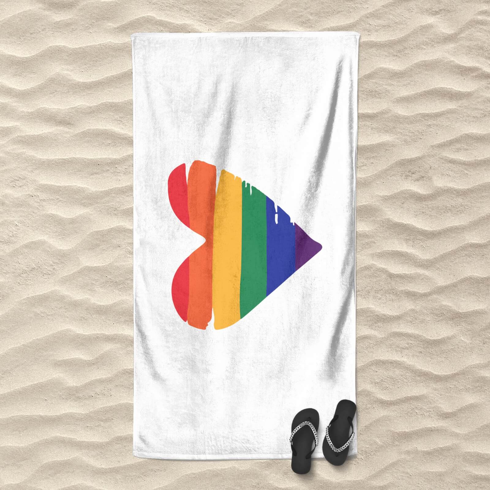 Rainbow Heart Beach Towel