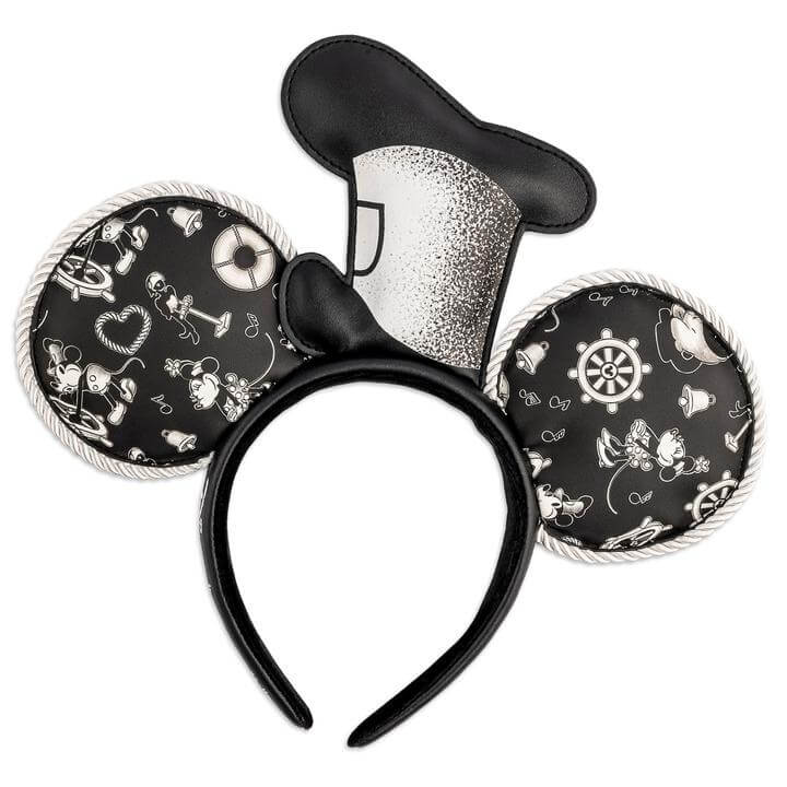 Loungefly Disney Steamboat Willie Applique Hat Rope Piping Ears Headband