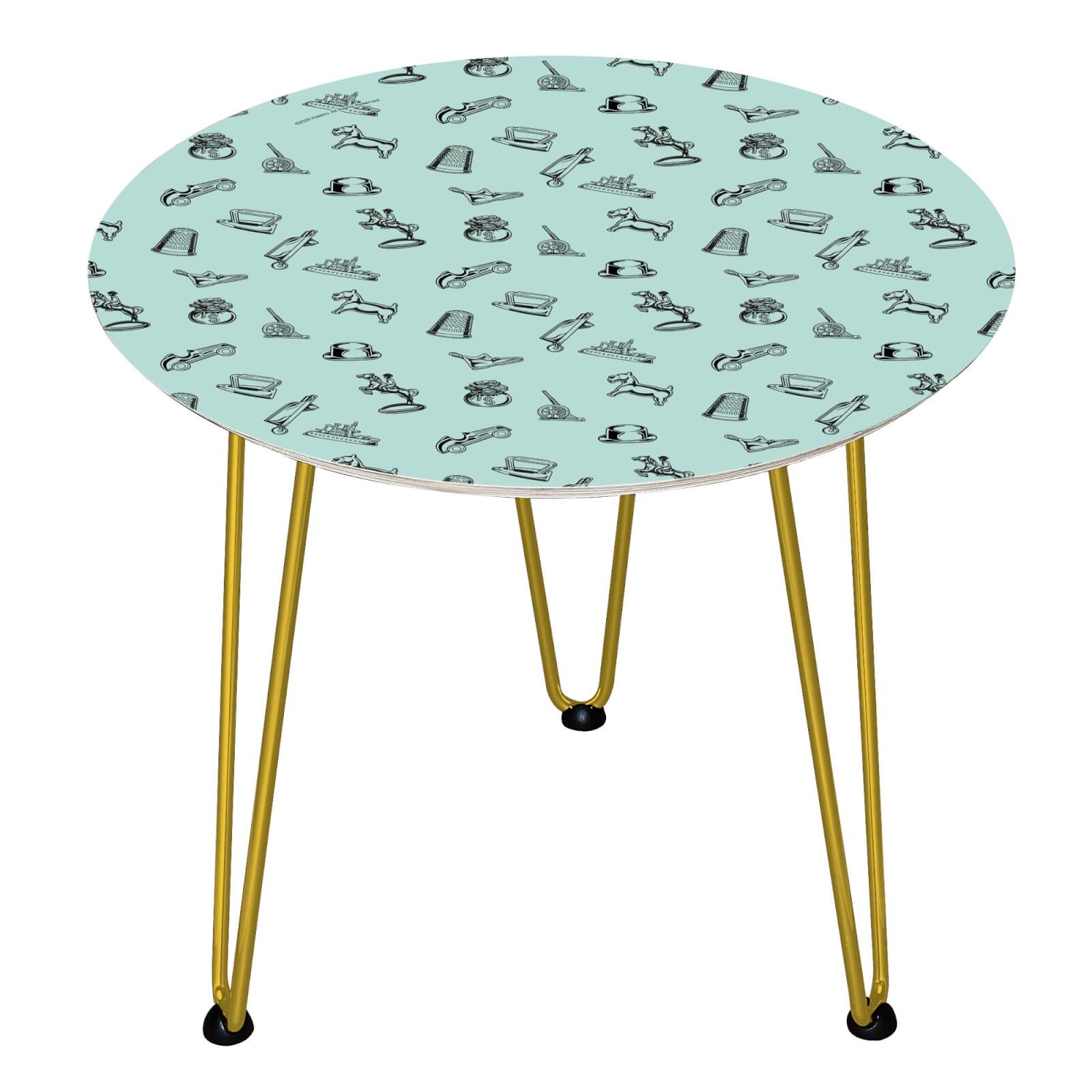 Table en bois Decorsome - Figurines Monopoly - Doré