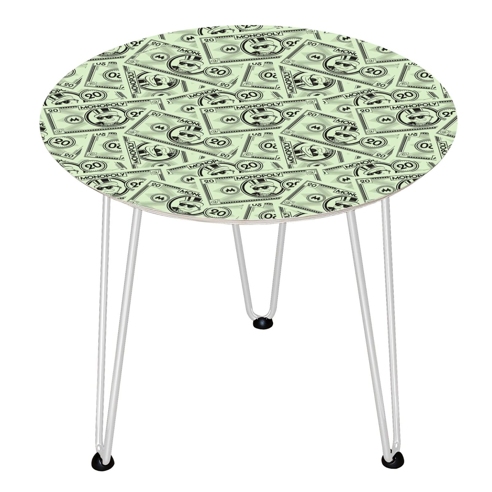 Table en bois Decorsome - Billets Monopoly - Blanc