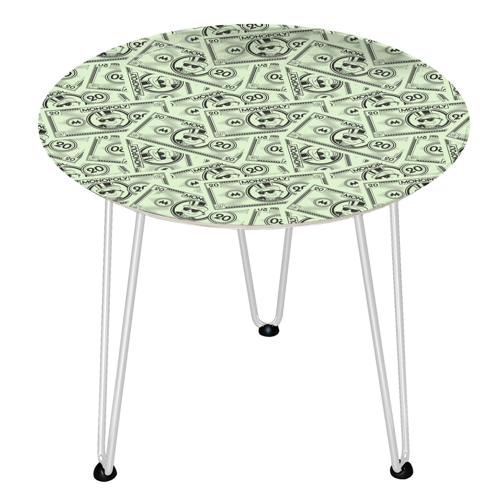 Table en bois Decorsome - Billets Monopoly - Blanc