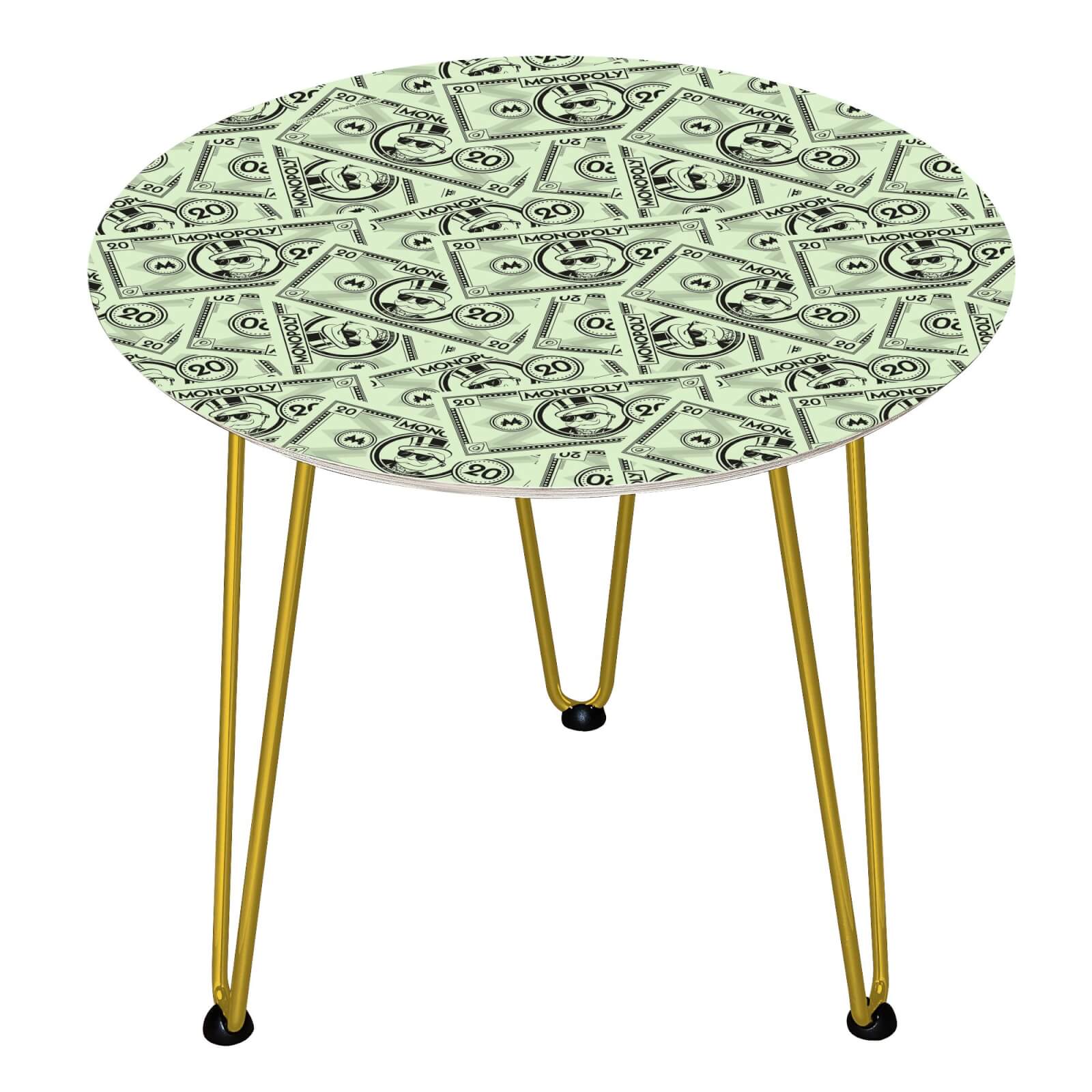 Table en bois Decorsome - Billets Monopoly - Doré