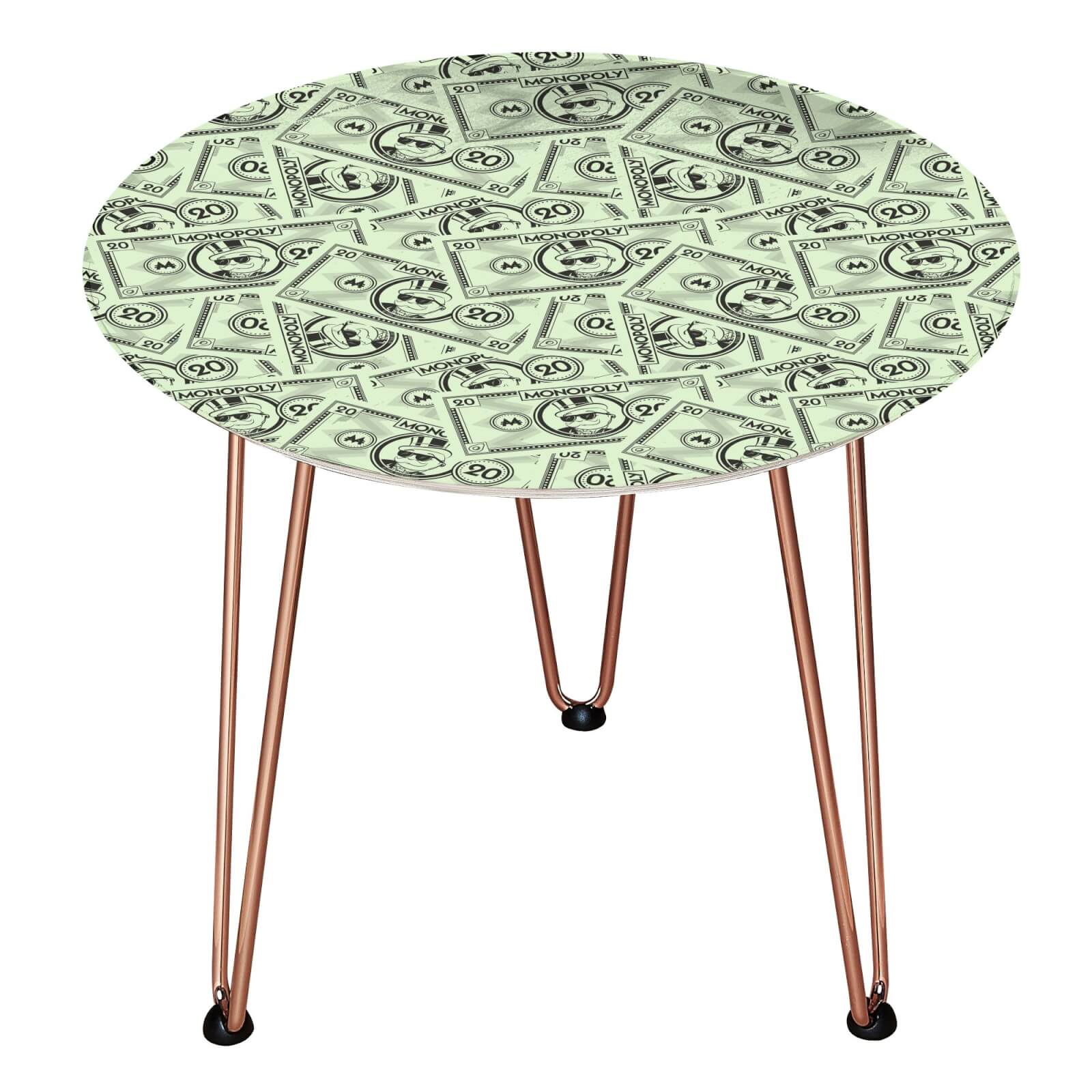 Decorsome Monopoly Money 20 Wooden Side Table - Rose gold