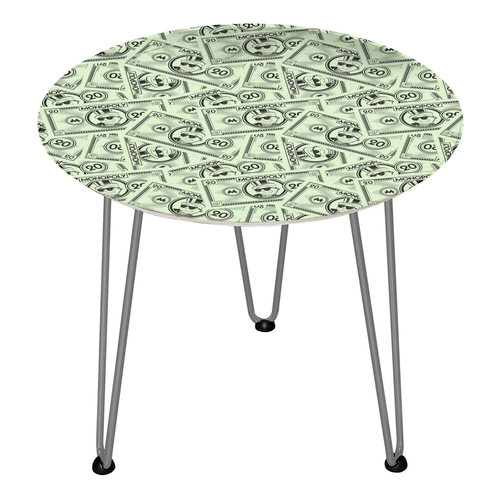 Decorsome Monopoly Money 20 Wooden Side Table - Silver