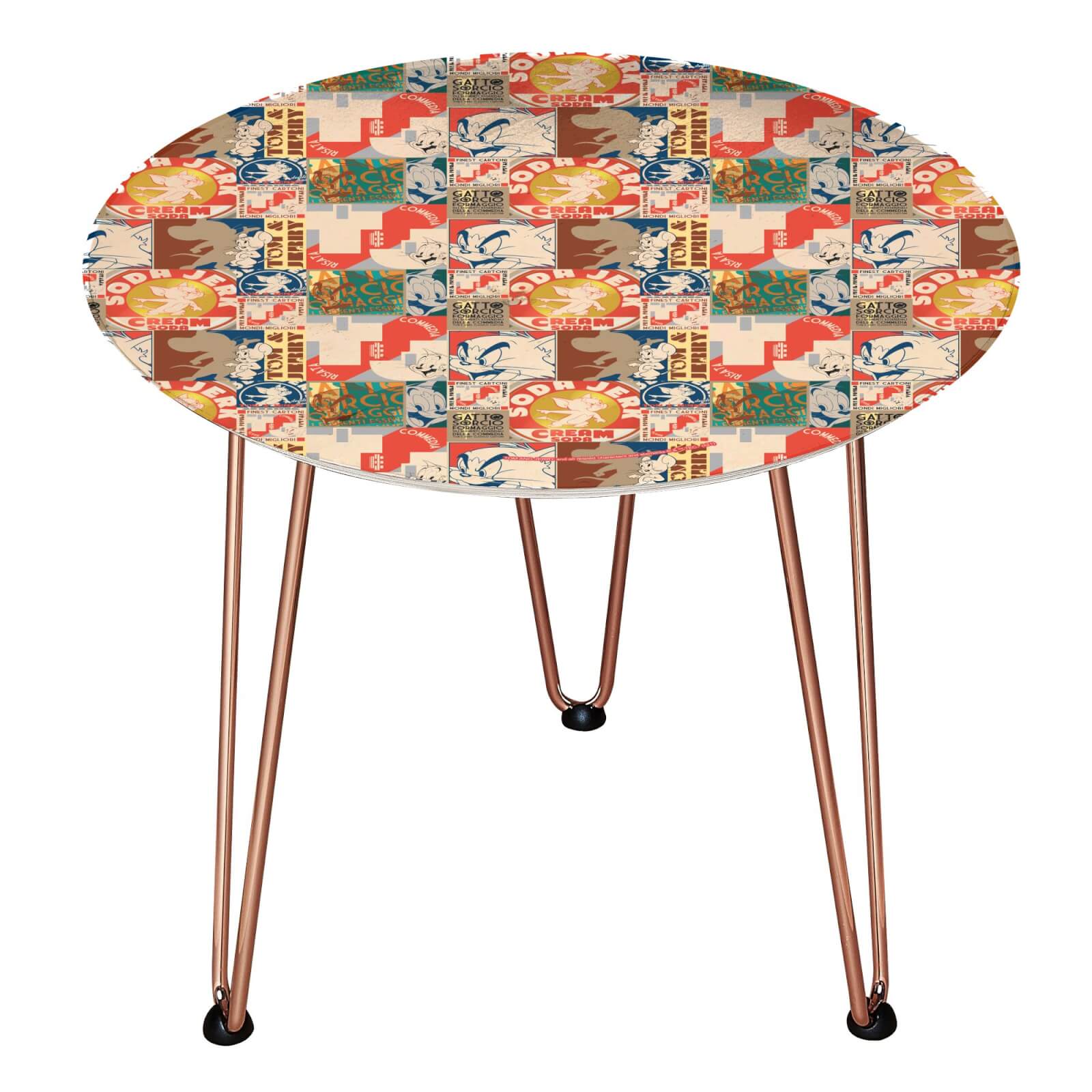 Decorsome Tom & Jerry Wooden Side Table - Rose gold