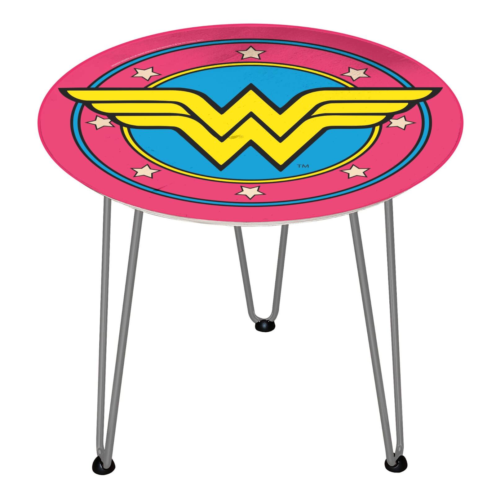 Decorsome DC Wonder Woman Wooden Side Table - Silver