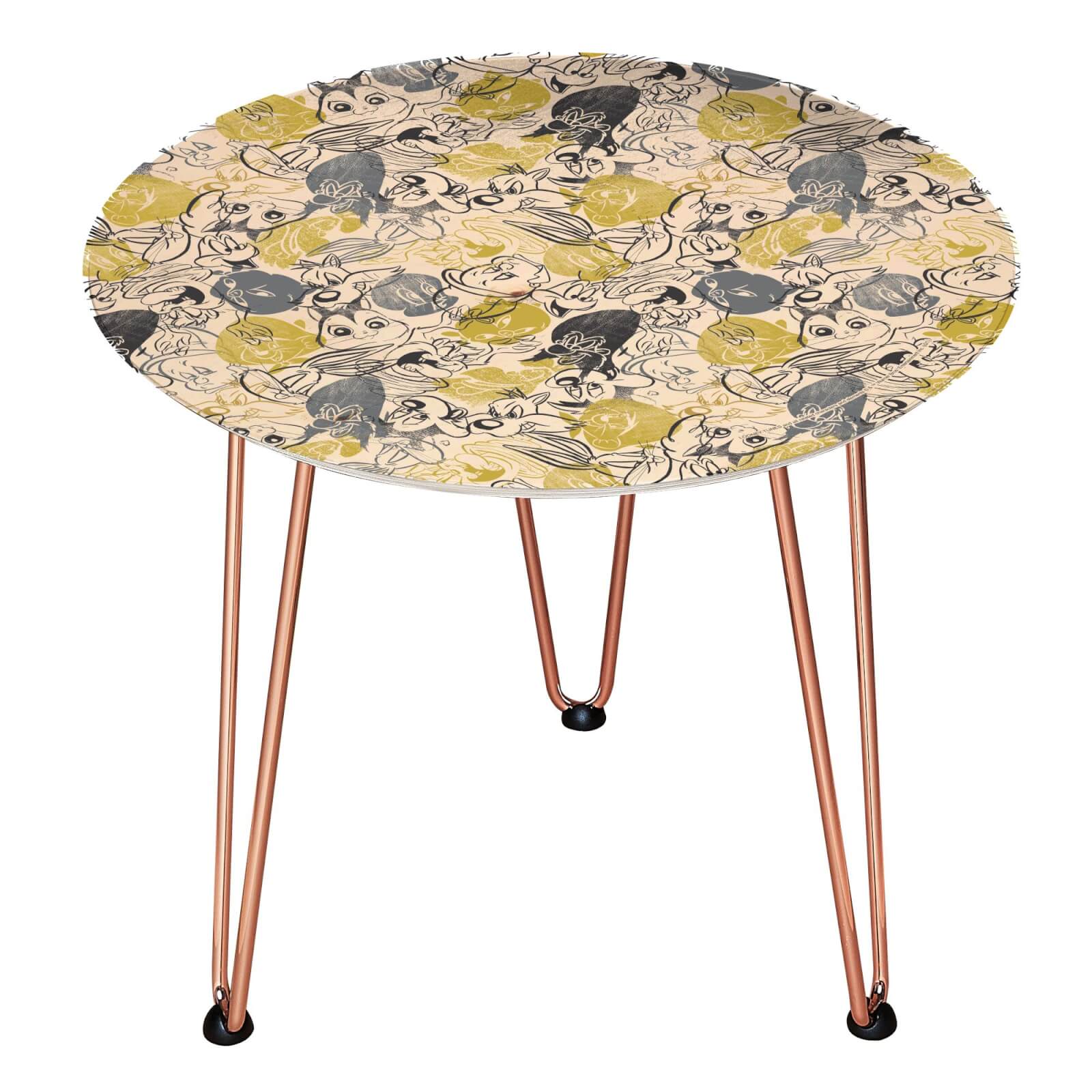 Decorsome Looney Tunes Wooden Side Table - Gold
