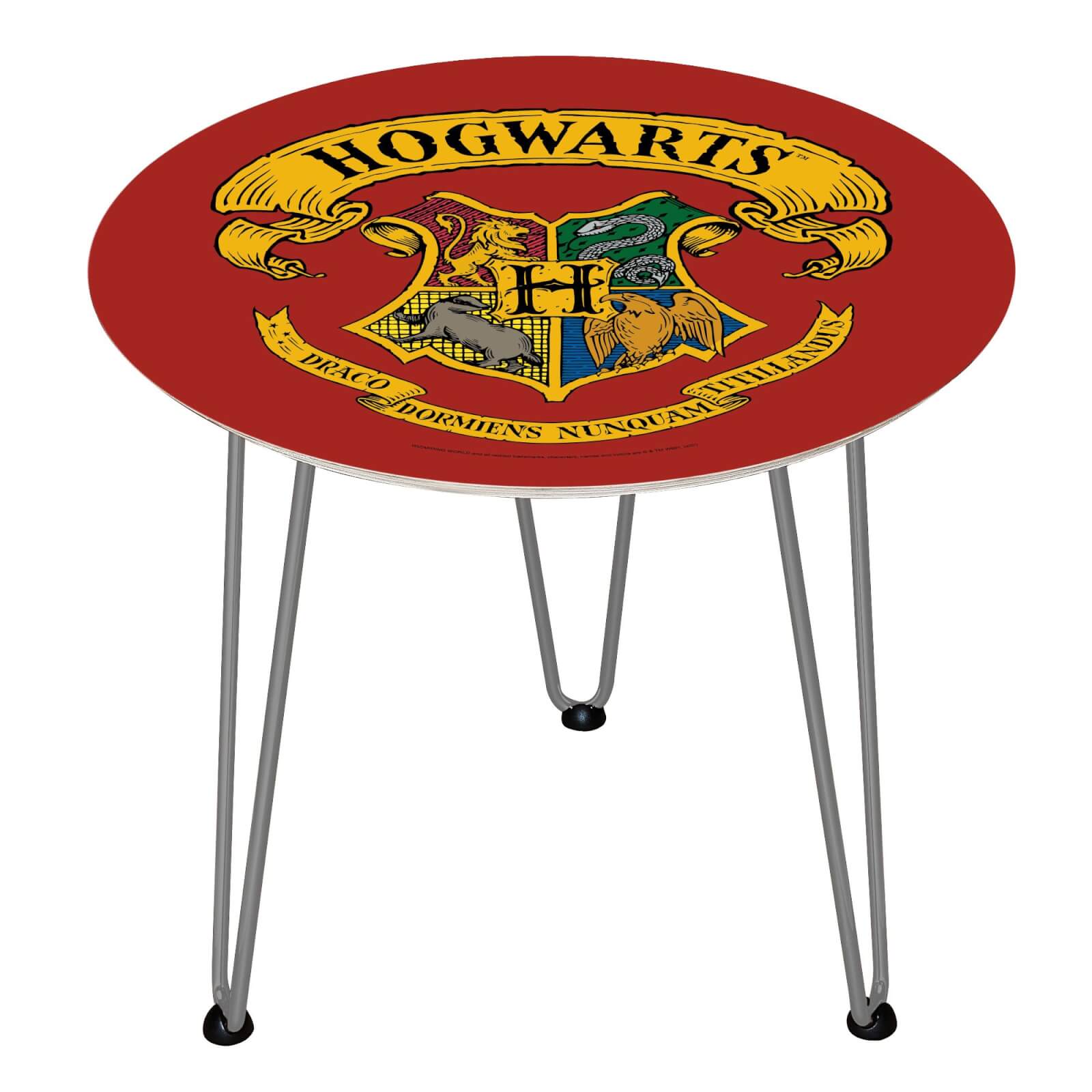 Decorsome Harry Potter Crest Wooden Side Table - Silver