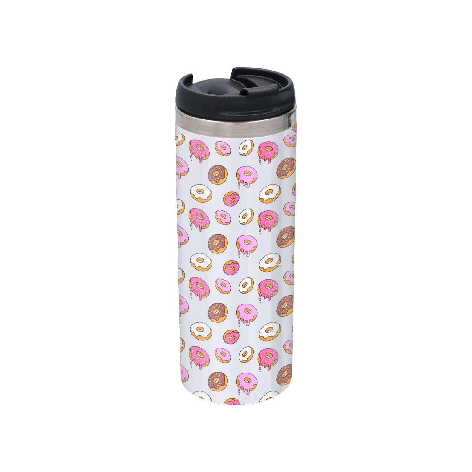 Doughnuts Stainless Steel Thermo Travel Mug - Metallic Finish