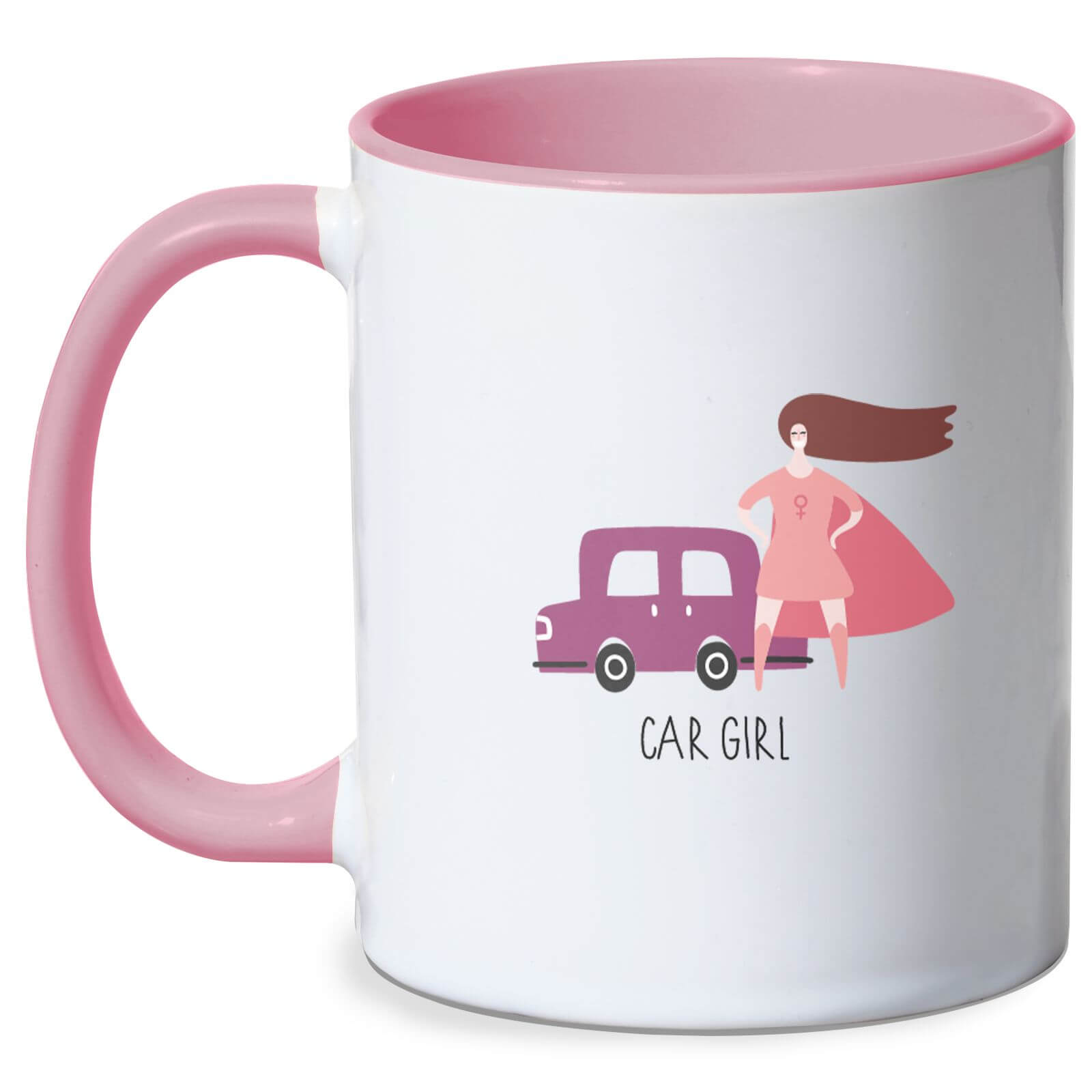 Car Girl Mug - White/Pink