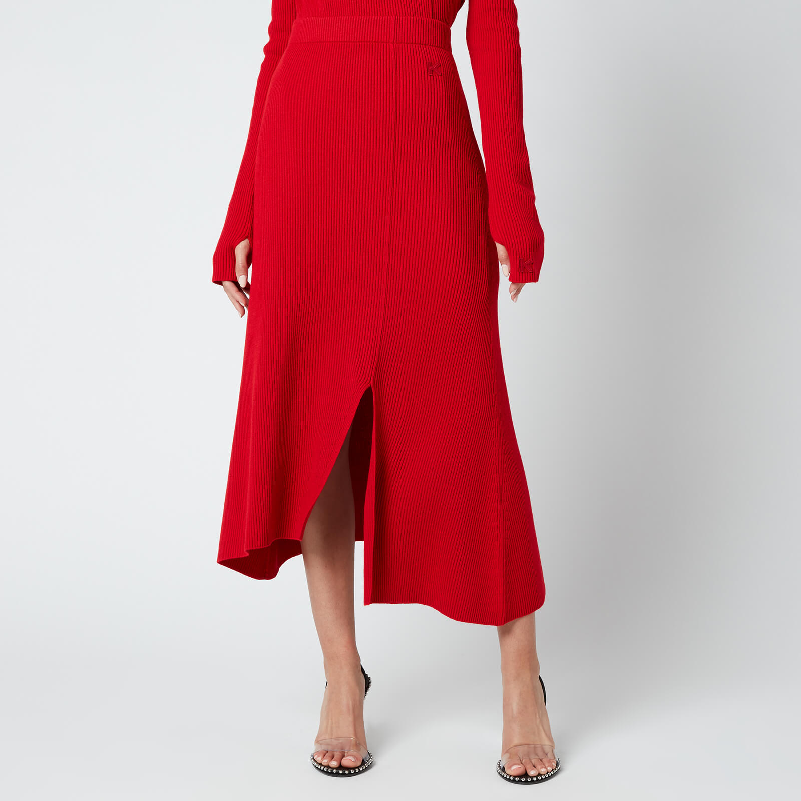 KENZO Women's Asymmetrical Midi Skirt - Medium red - XS