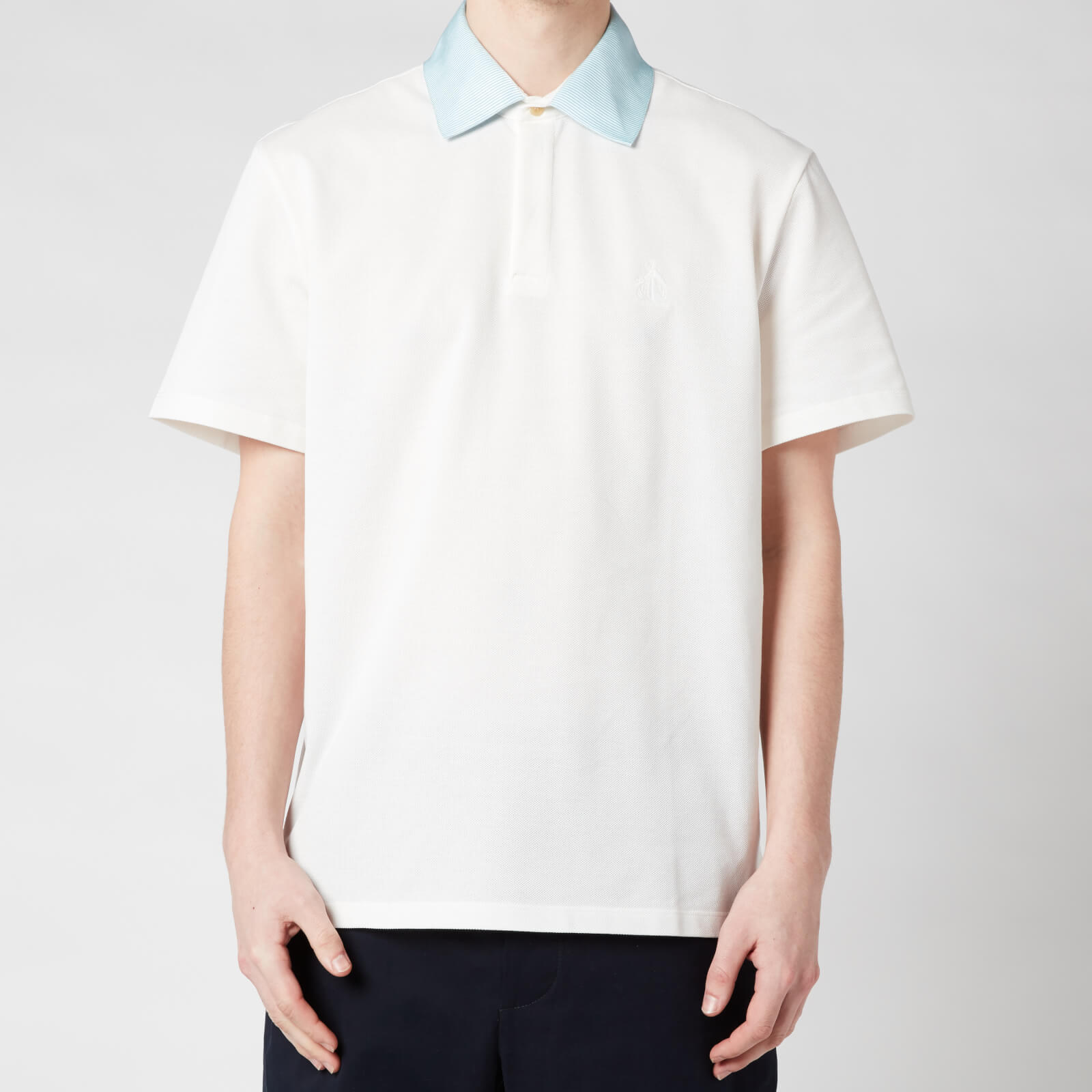 Lanvin Men's Contrast Collar Polo Shirt - Off White - S
