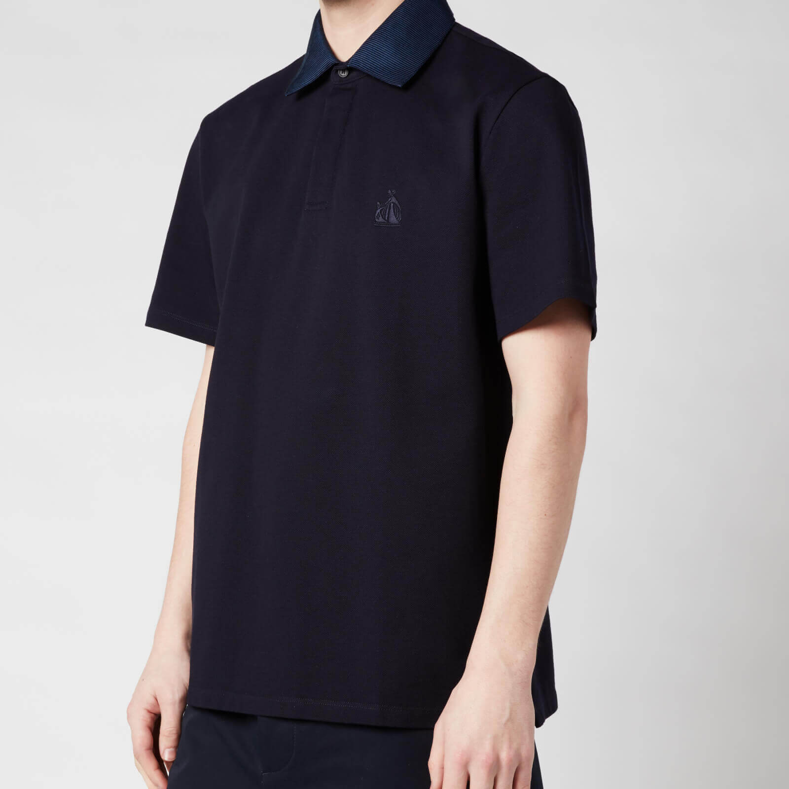 Lanvin Men's Contrast Collar Polo Shirt - Navy Blue - S