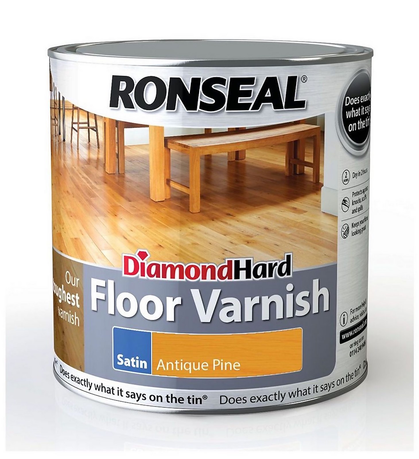 Photo of Ronseal Diamond Hard Floor Varnish Antique Pine - 2.5l