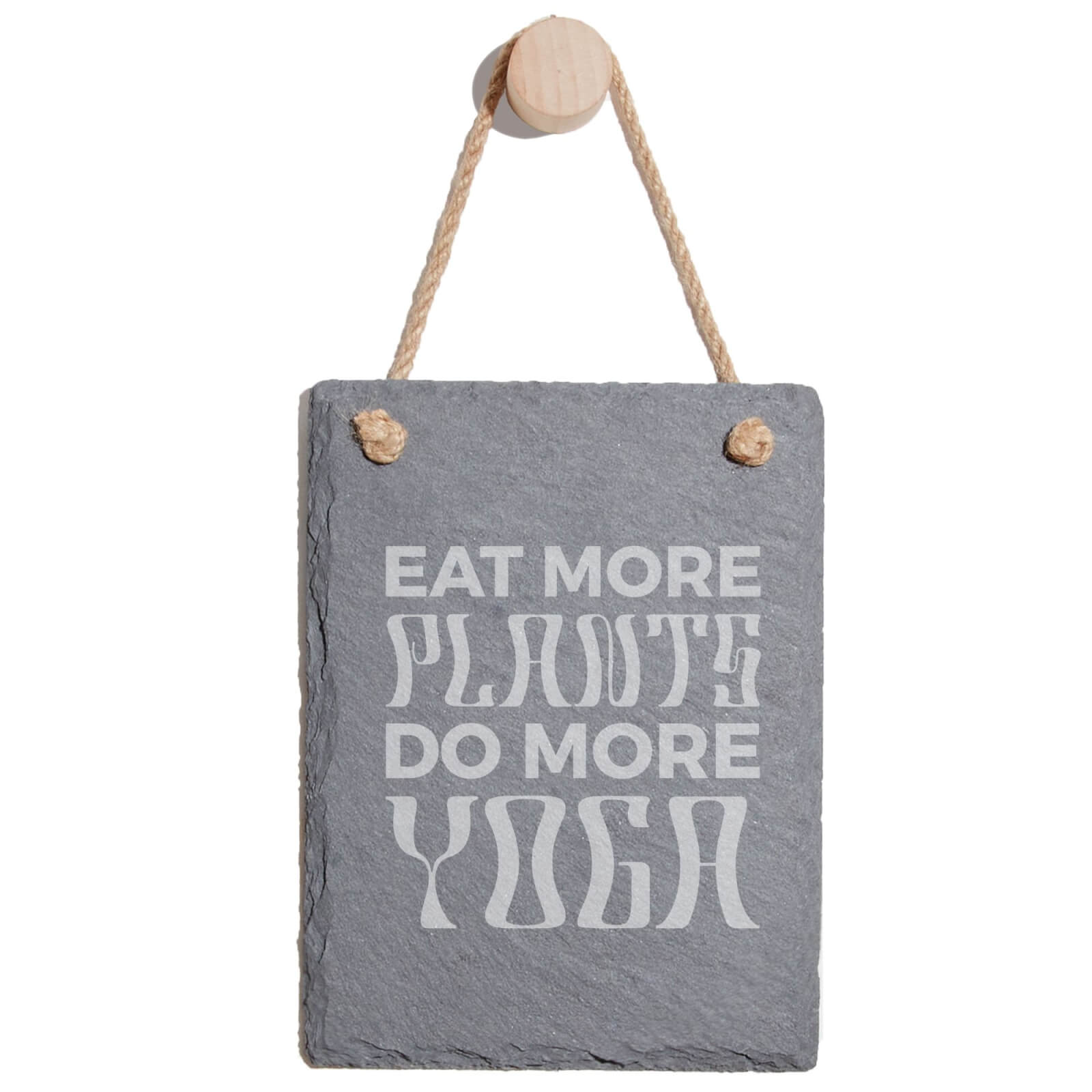 Eat More Plants Do More Yoga Engraved Slate Memo Board - Portrait