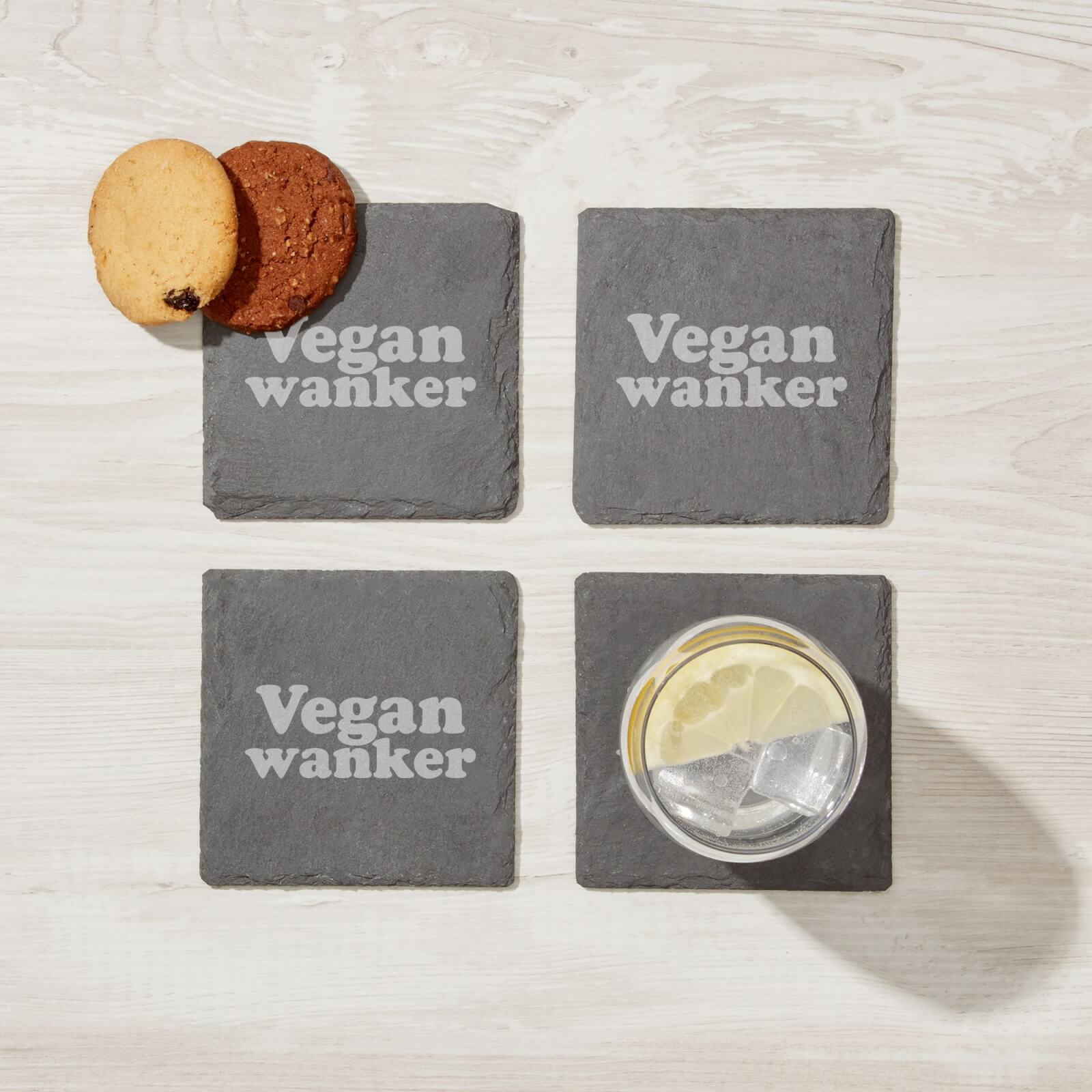 Vegan Collection 2020 Vegan Wanker Engraved Slate Coaster Set