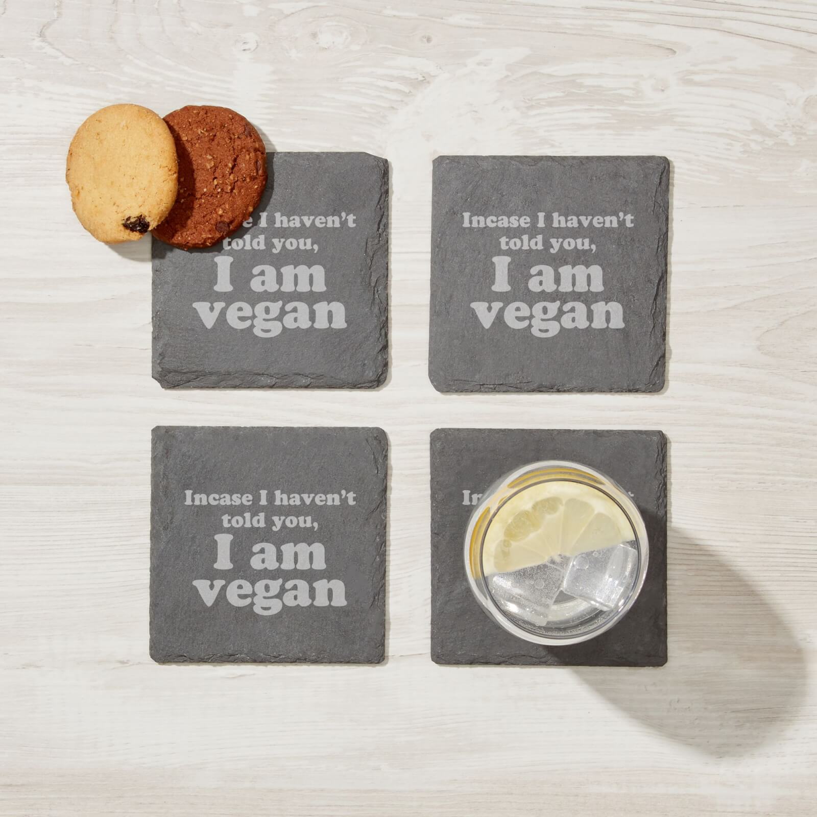 Vegan Collection 2020 Incase I Haven't Told You, I'm Vegan Engraved Slate Coaster Set