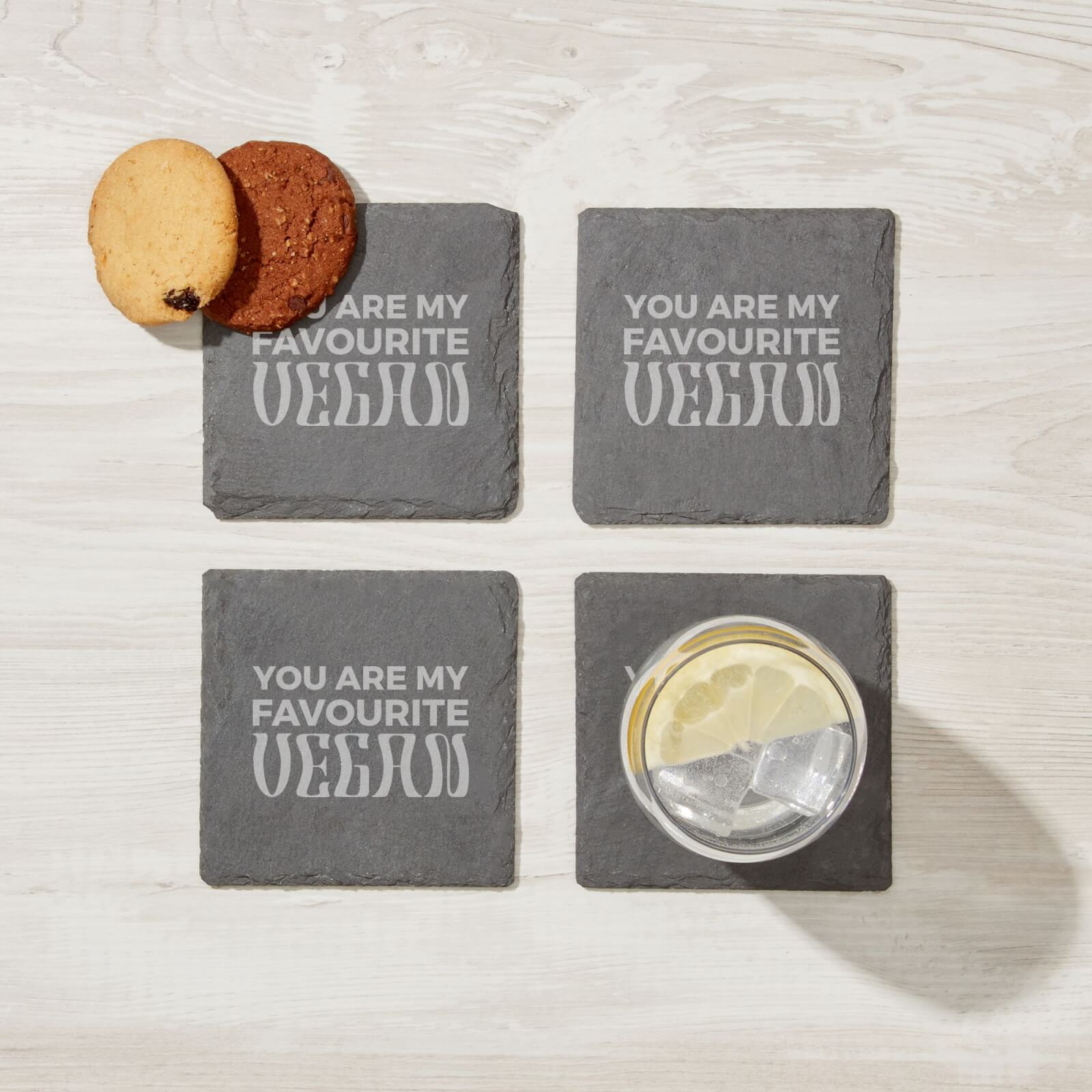 Vegan Collection 2020 You Are My Favourite Vegan Engraved Slate Coaster Set