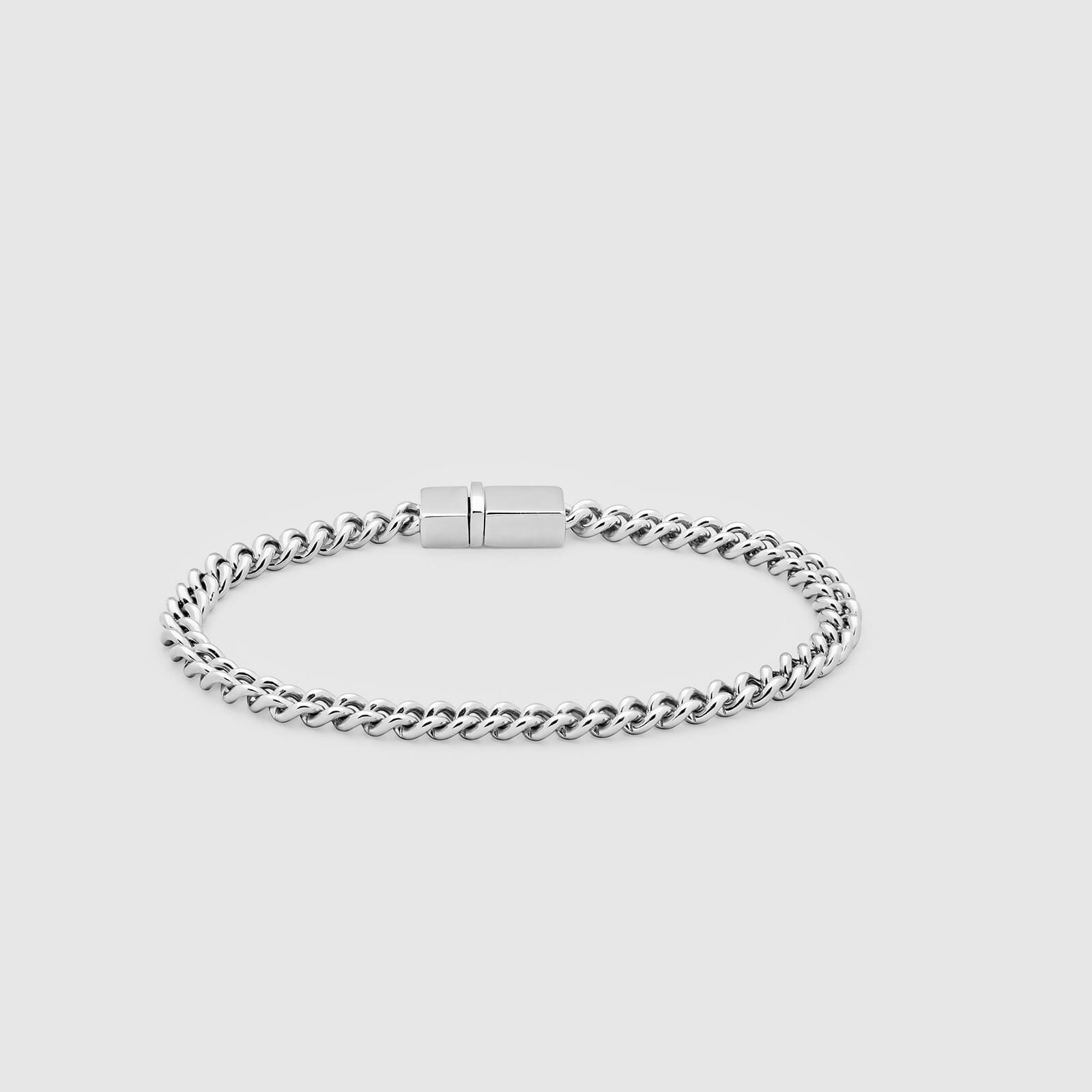 Tom Wood Men's Rounded Curb Bracelet Thin - Sterling Silver - L/8.3 Inches