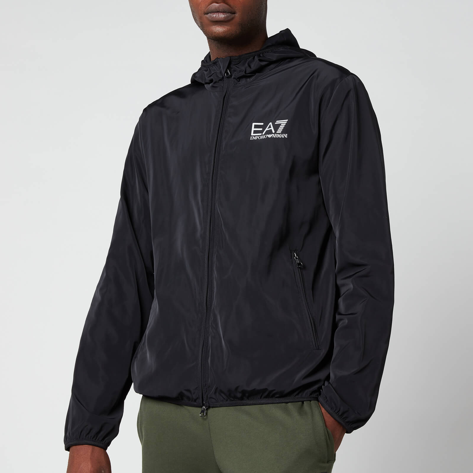 ea7 men's train core id hooded light bomber jacket - black - m