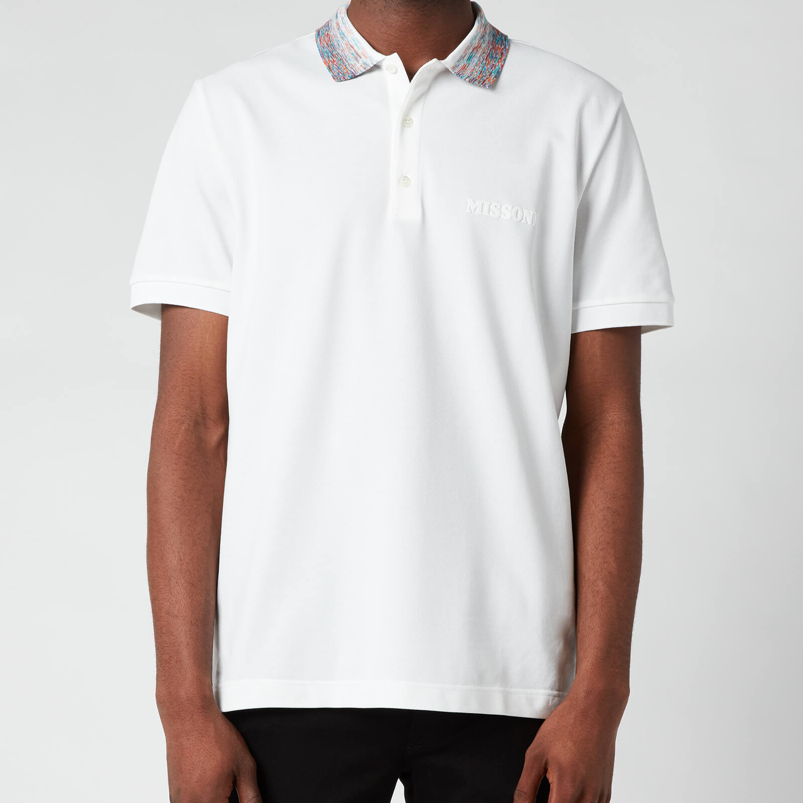 Missoni Men's Contrast Collar Pique Polo Shirt - White - S