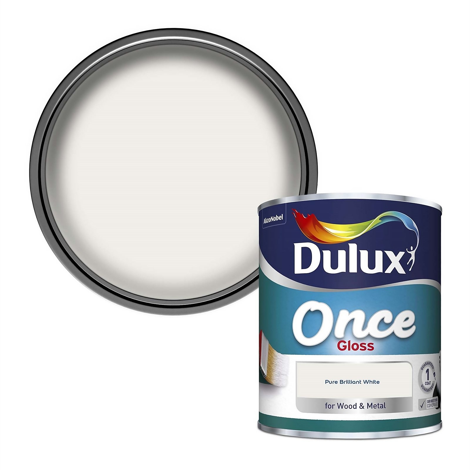 Dulux Once Gloss Paint Pure Brilliant White - 750ml