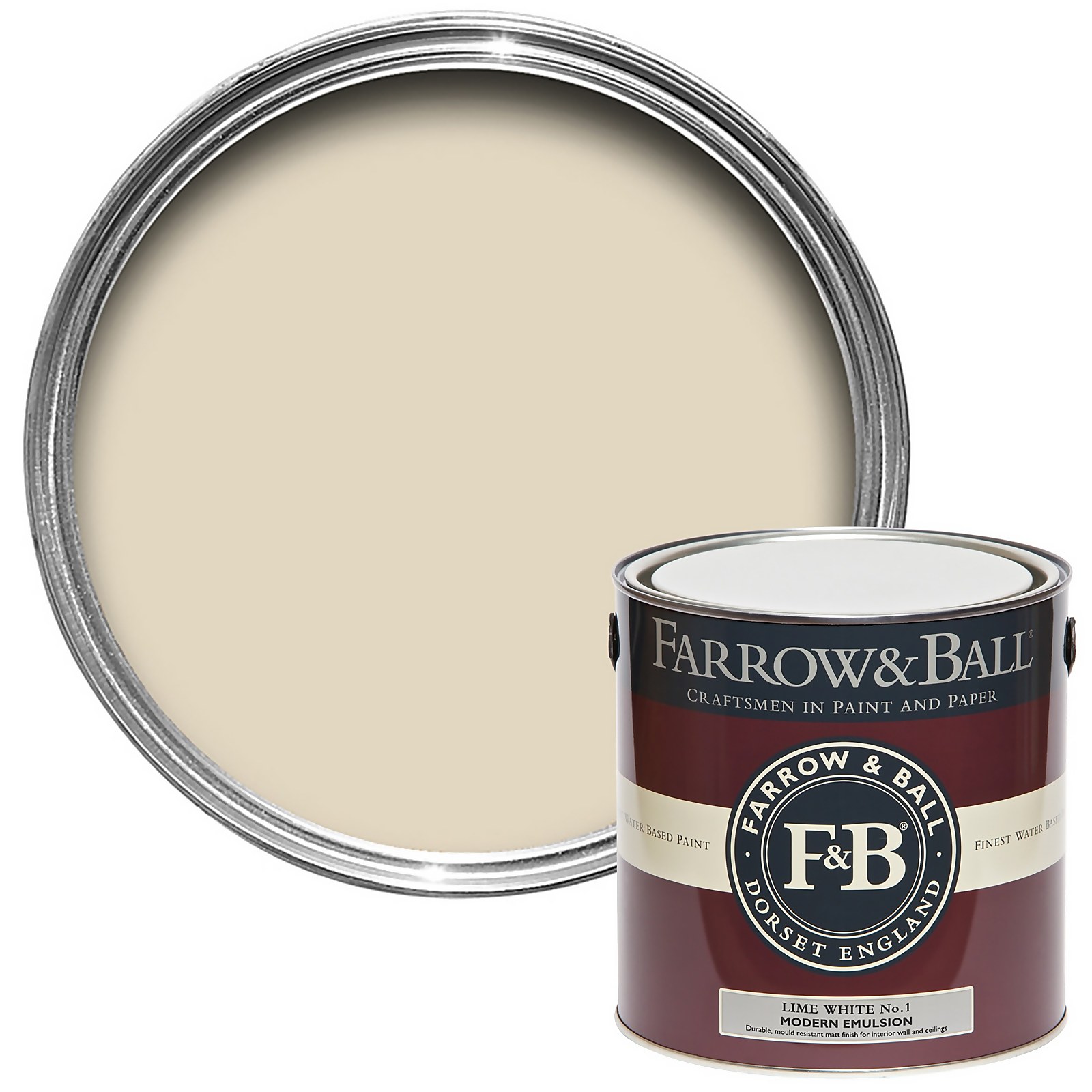 Farrow & Ball Modern Matt Emulsion Paint Lime White No.1 - 2.5L