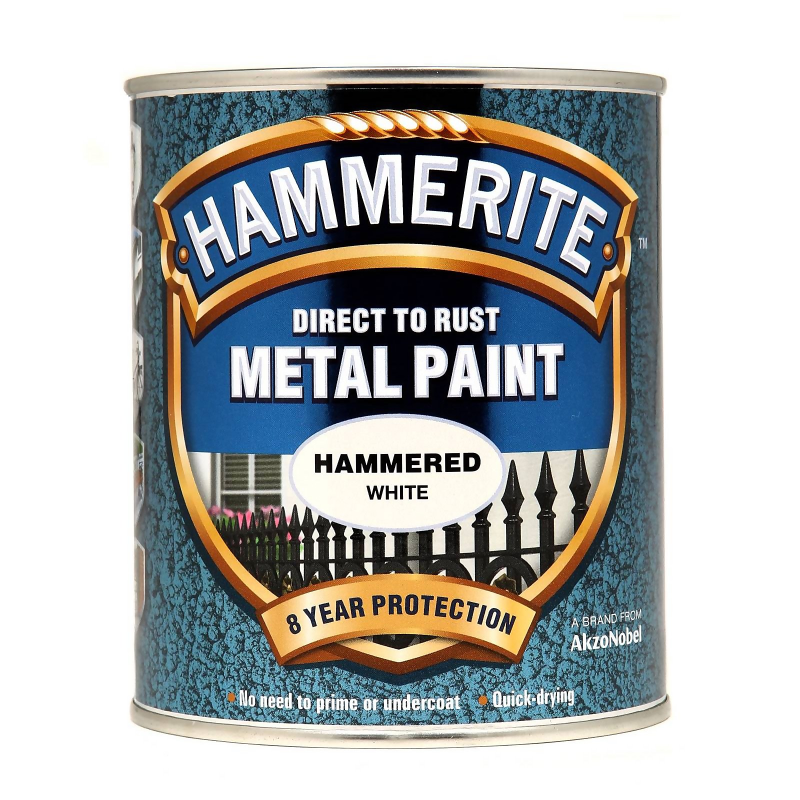 Hammerite Direct To Rust Hammered White Metal Paint - 750ml