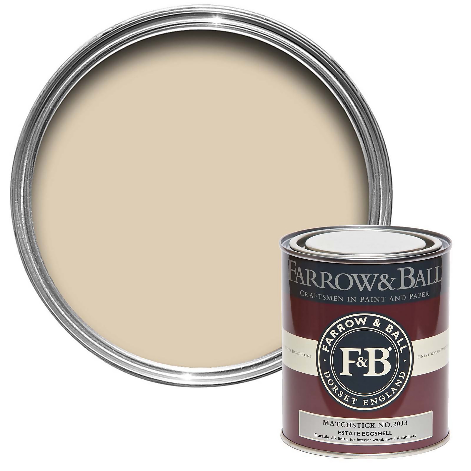 Farrow & Ball Estate Silk Eggshell Paint No.2013 Matchstick No.2013 - 750ml