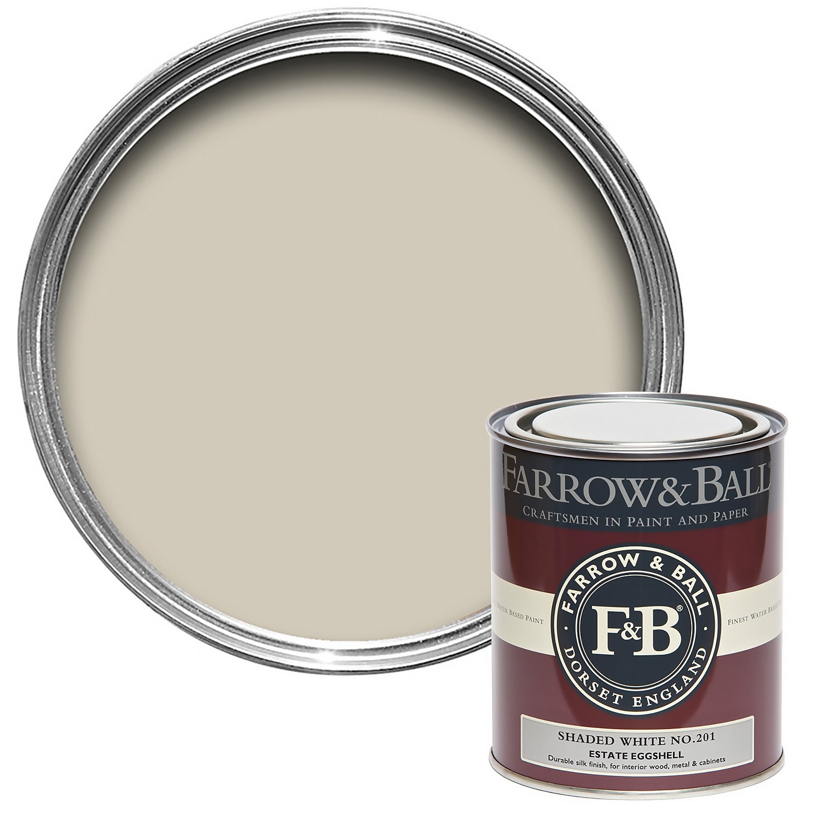 Farrow & Ball Estate Eggshell Paint Shaded White No.201 - 750ml
