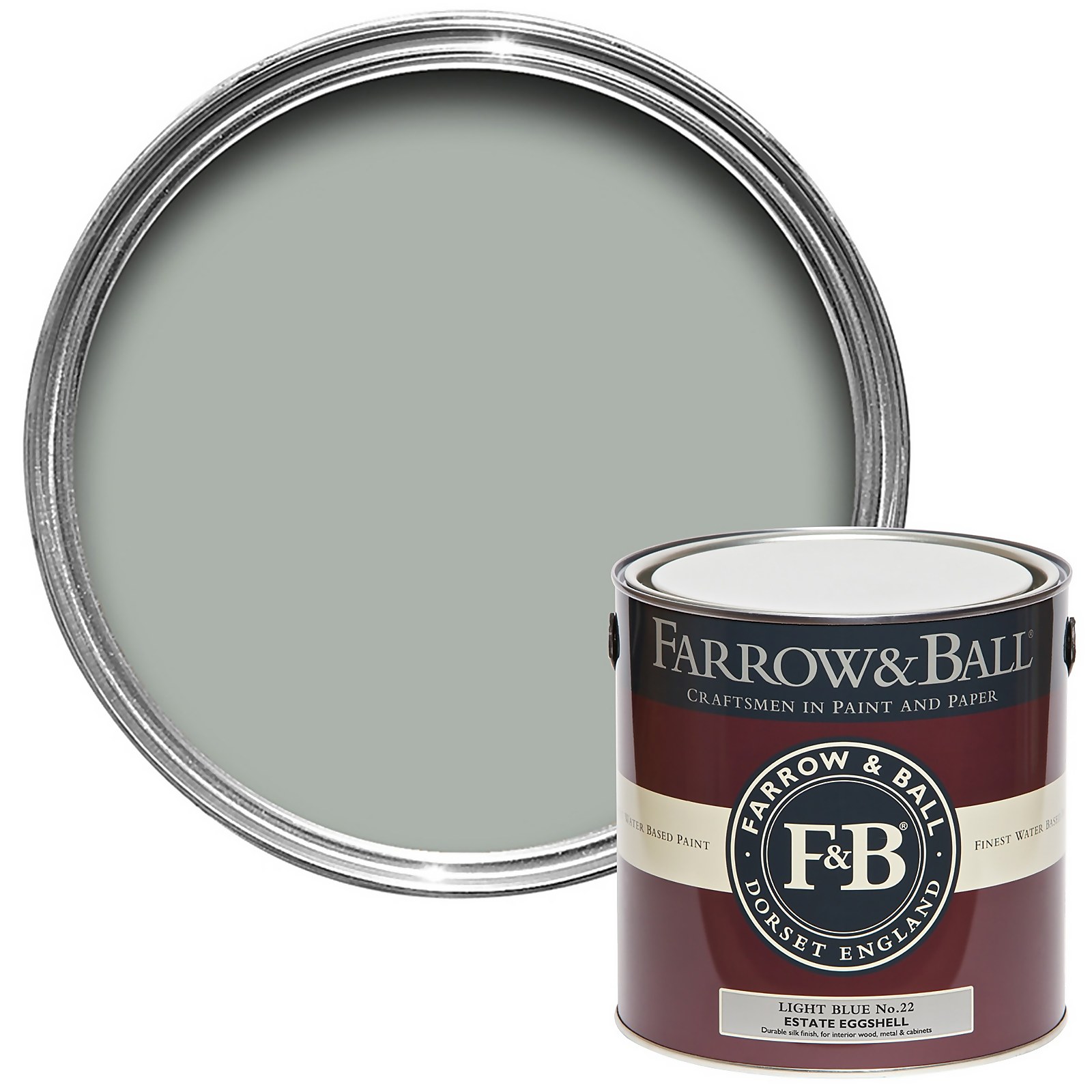 Farrow & Ball Estate Eggshell Paint Light Blue No.22 - 2.5L