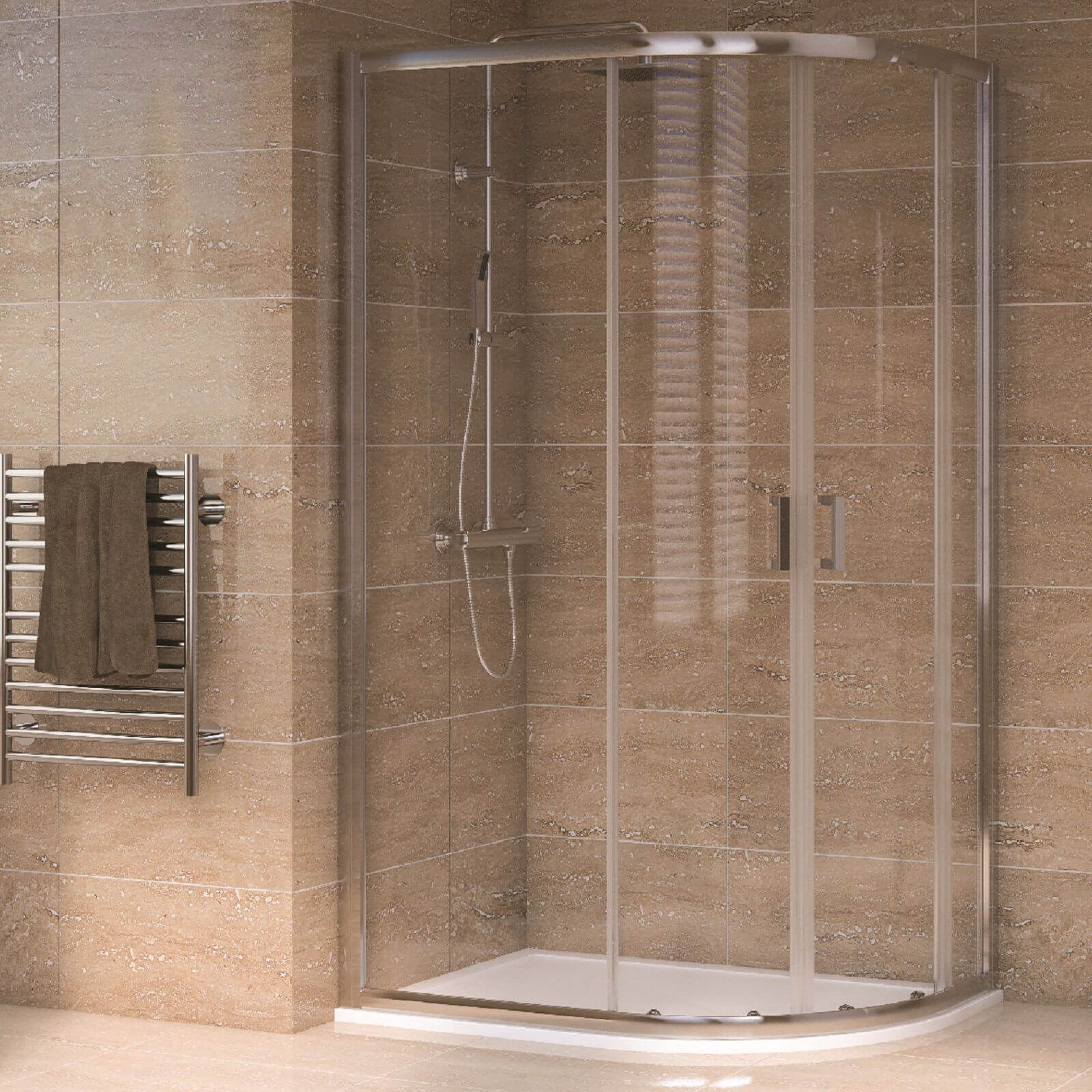 Photo of Aqualux Offset Quadrant 1000 X 800mm Right Hand Shower Enclosure And Tray Package