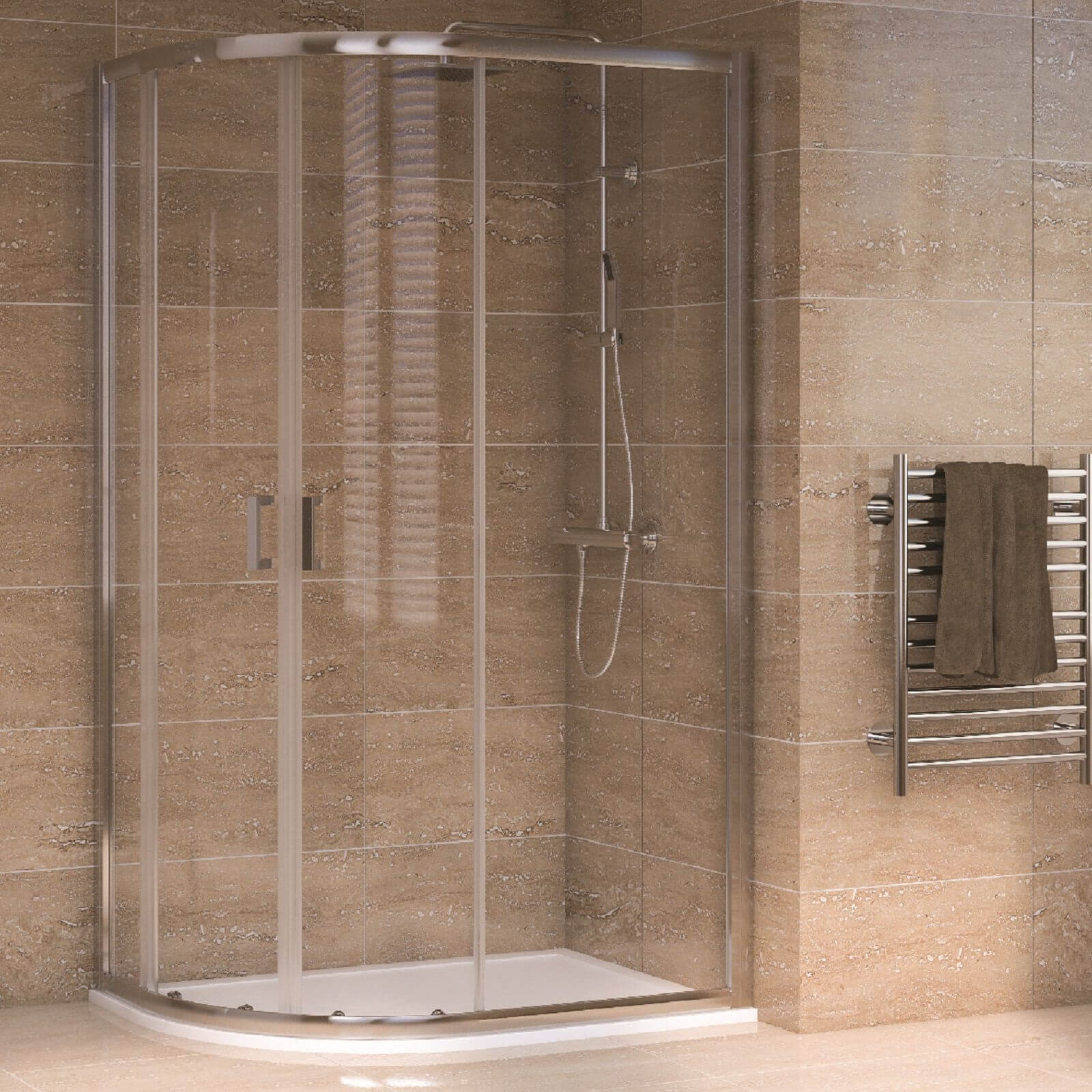 Photo of Aqualux Offset Quadrant 1000 X 800mm X 1900mm Left Hand Shower Enclosure And Tray 35mm Package