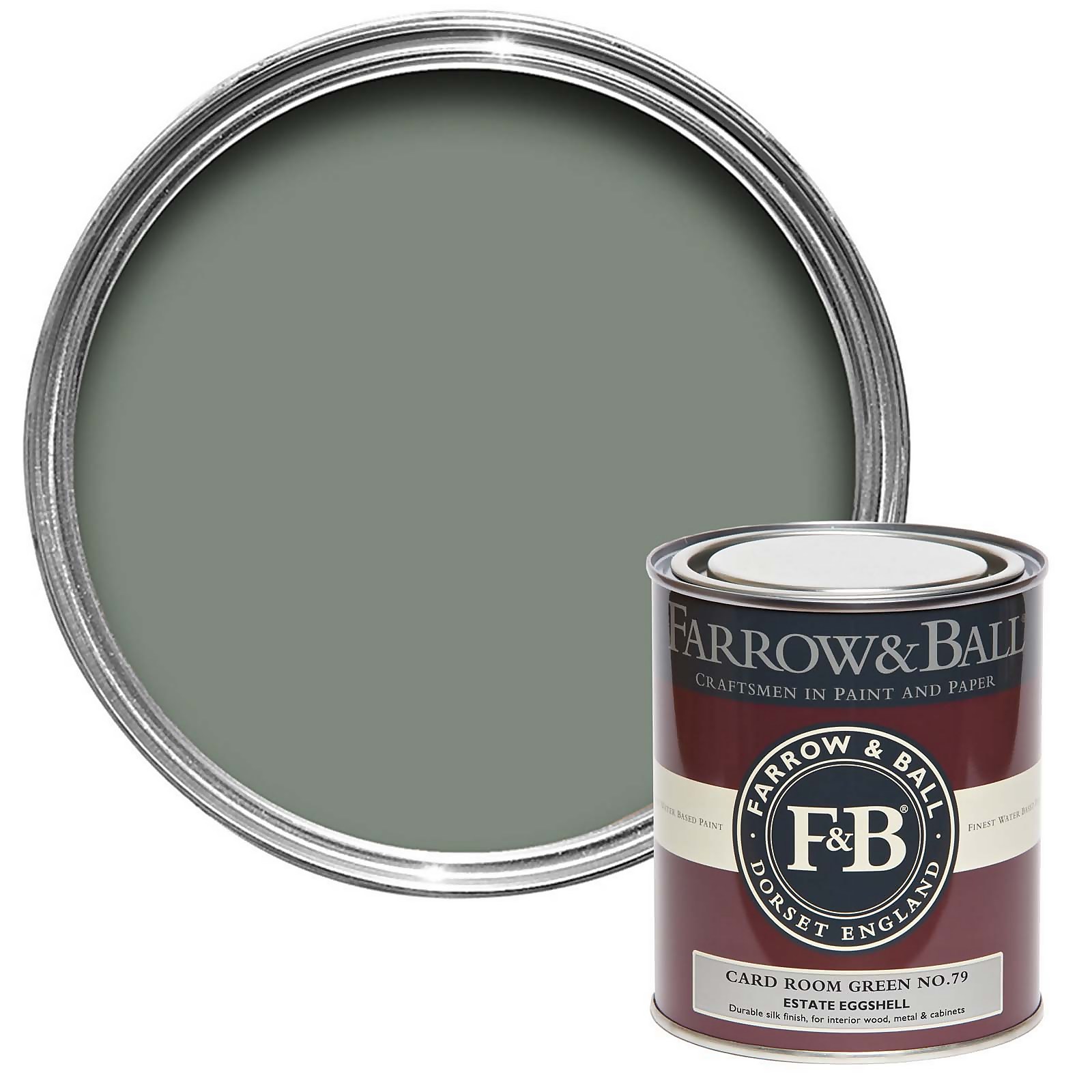 Farrow & Ball Estate Eggshell Paint No.79 Card Room Green No.79 - 750ml