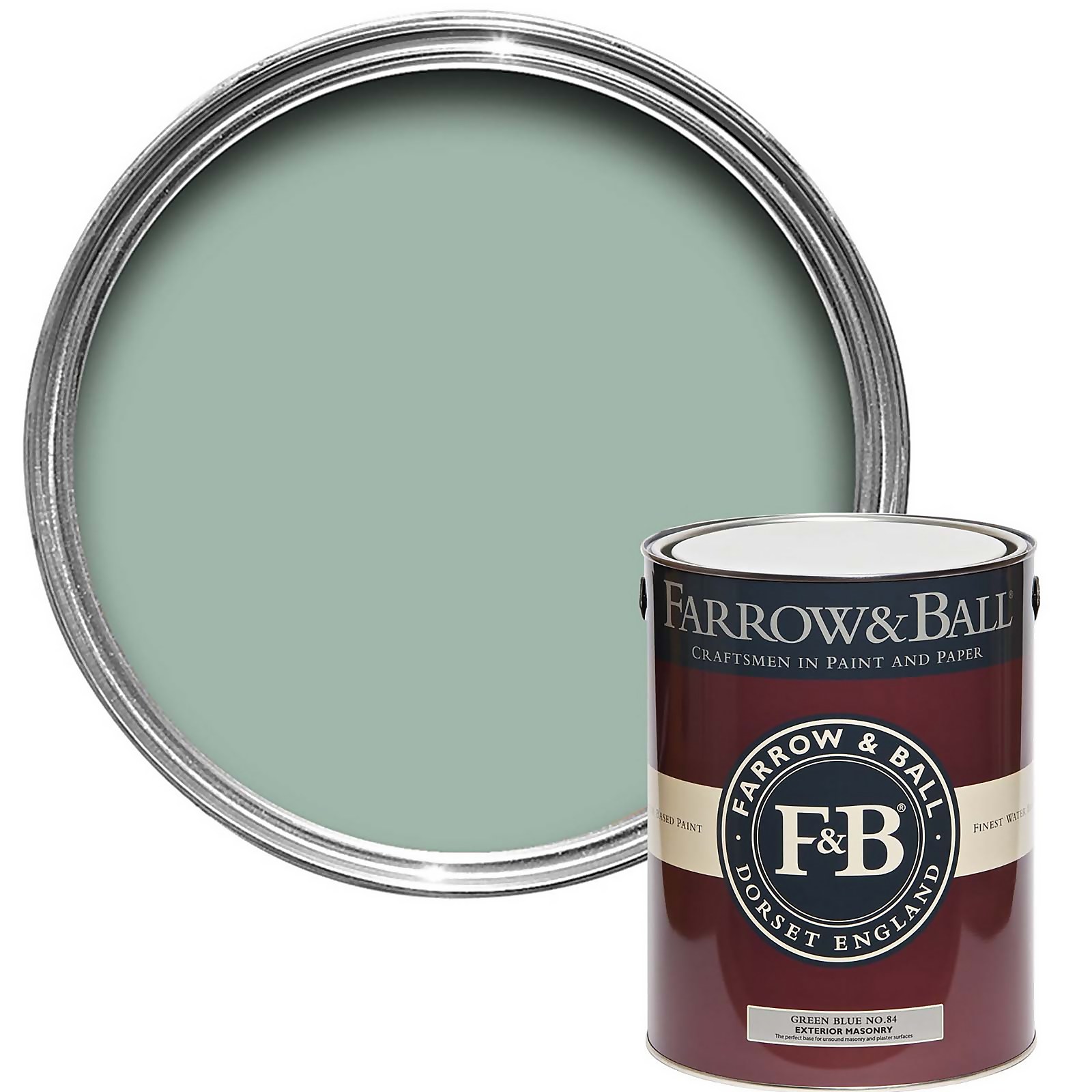 Farrow & Ball Exterior Masonry Paint Green Blue No.84  - 5L