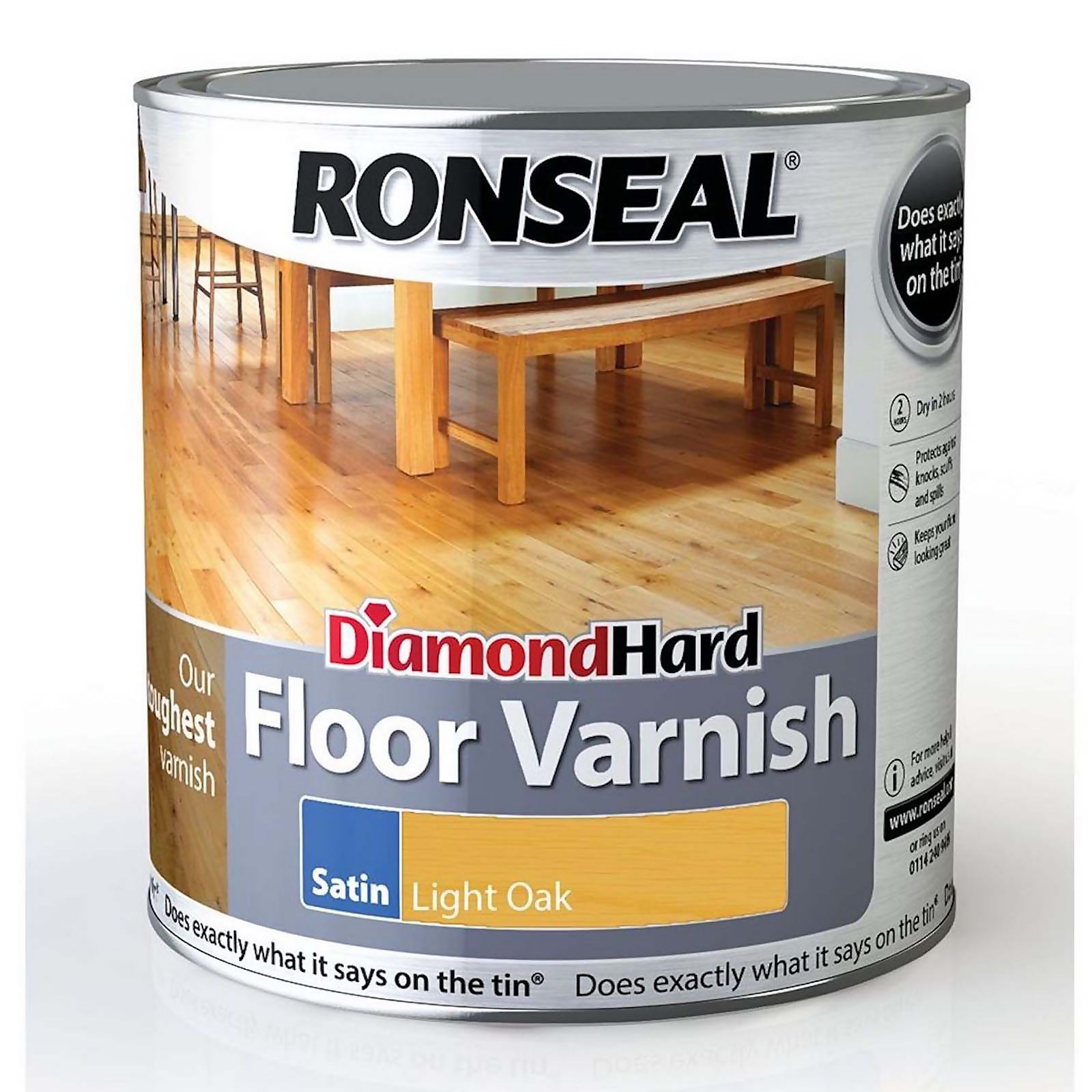 Photo of Ronseal Diamond Hard Floor Varnish Oak 2.5l