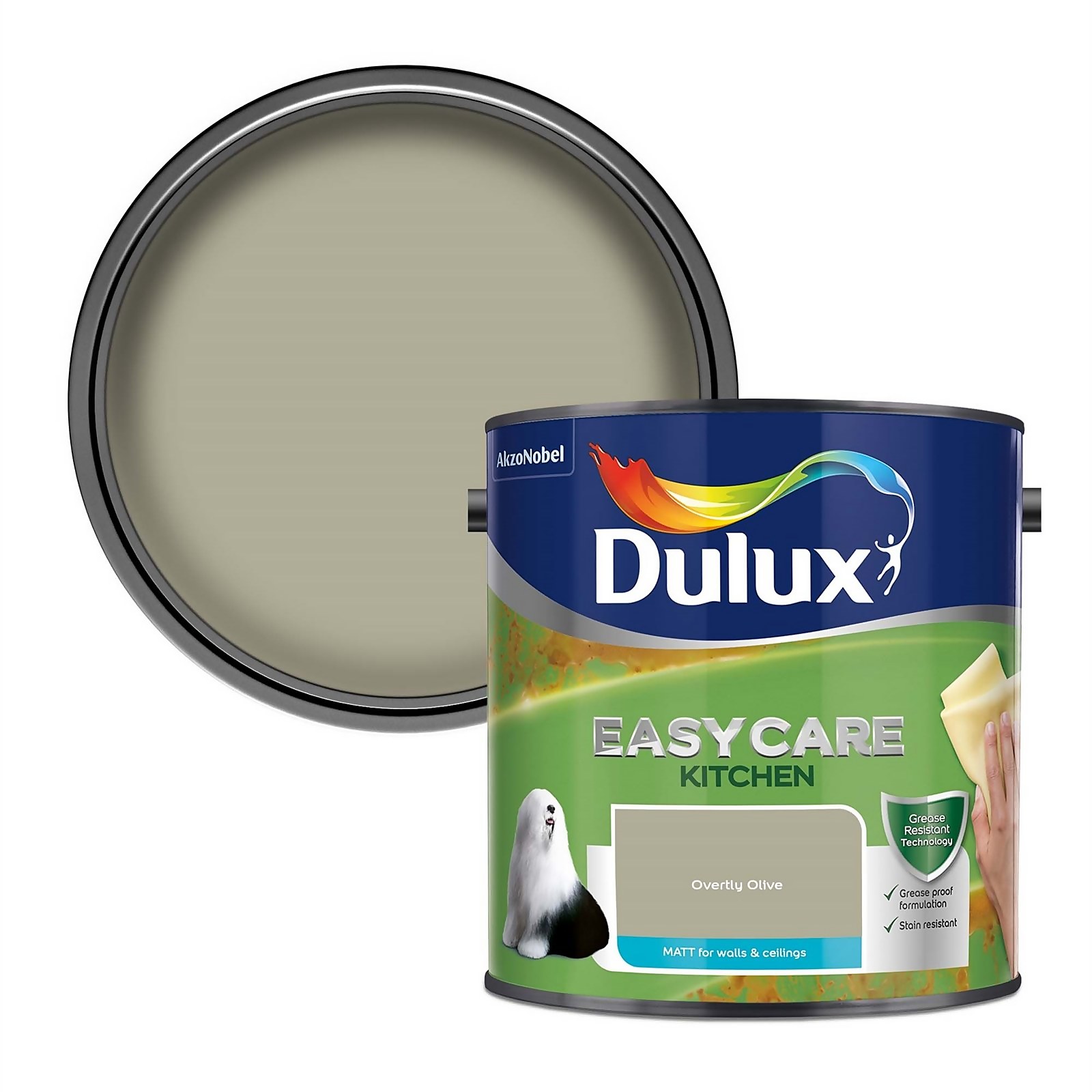 Dulux Easycare Kitchen Matt Emulsion Paint Overtly Olive - 2.5L