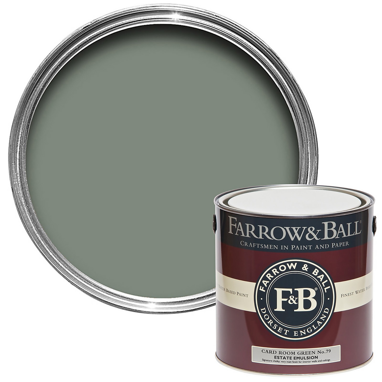 Farrow & Ball Estate Matt Emulsion Paint Card Room Green No.79 - 2.5L
