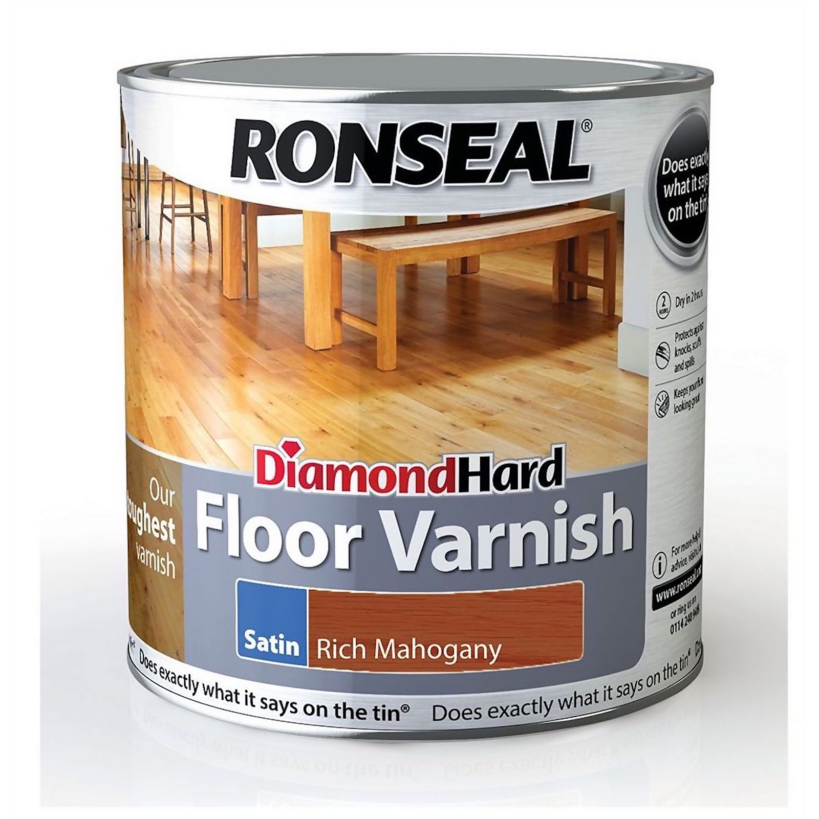 Photo of Ronseal Diamond Hard Floor Varnish Rich Mahogany - 2.5l