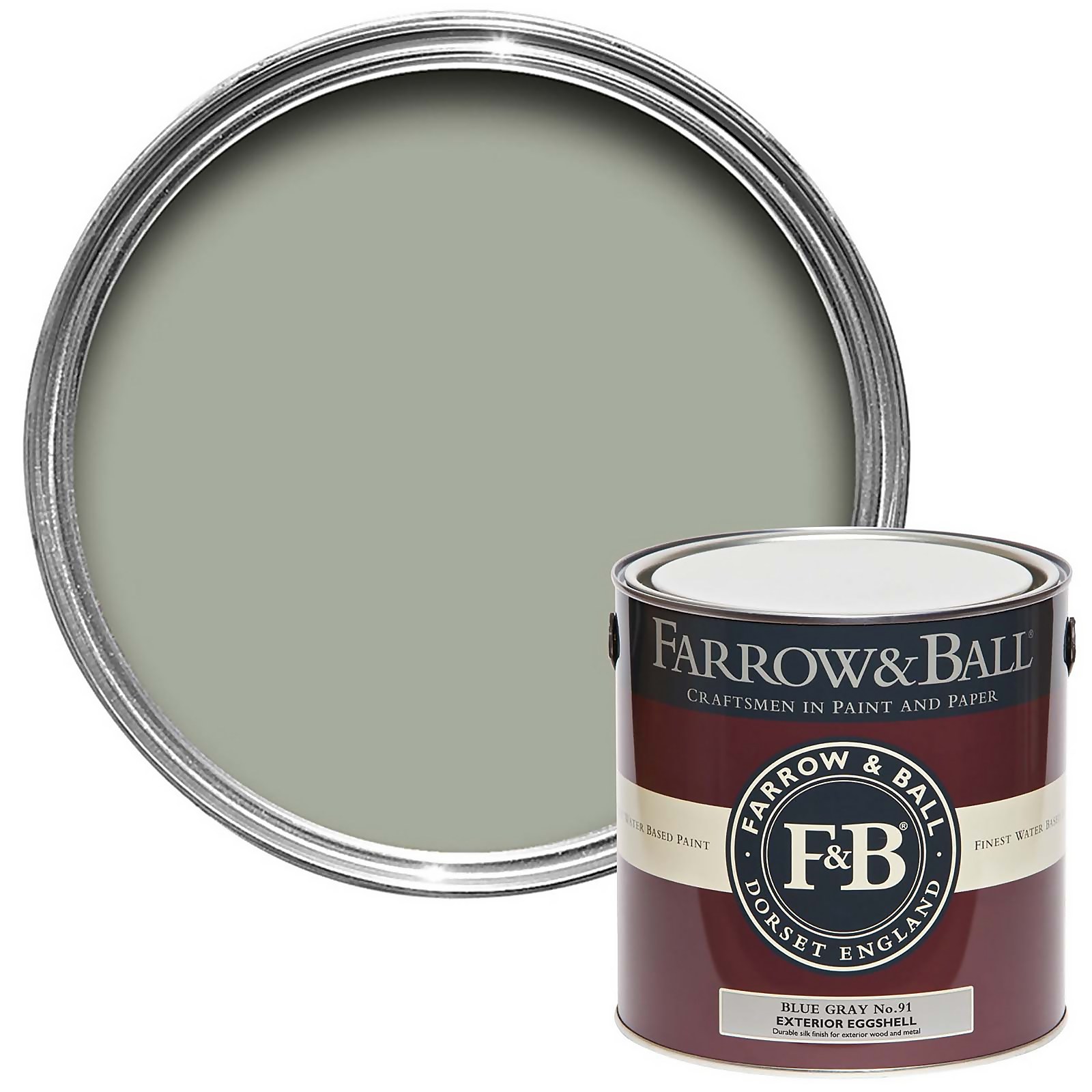 Farrow & Ball Exterior Eggshell Paint Blue Gray No.91 - 2.5L