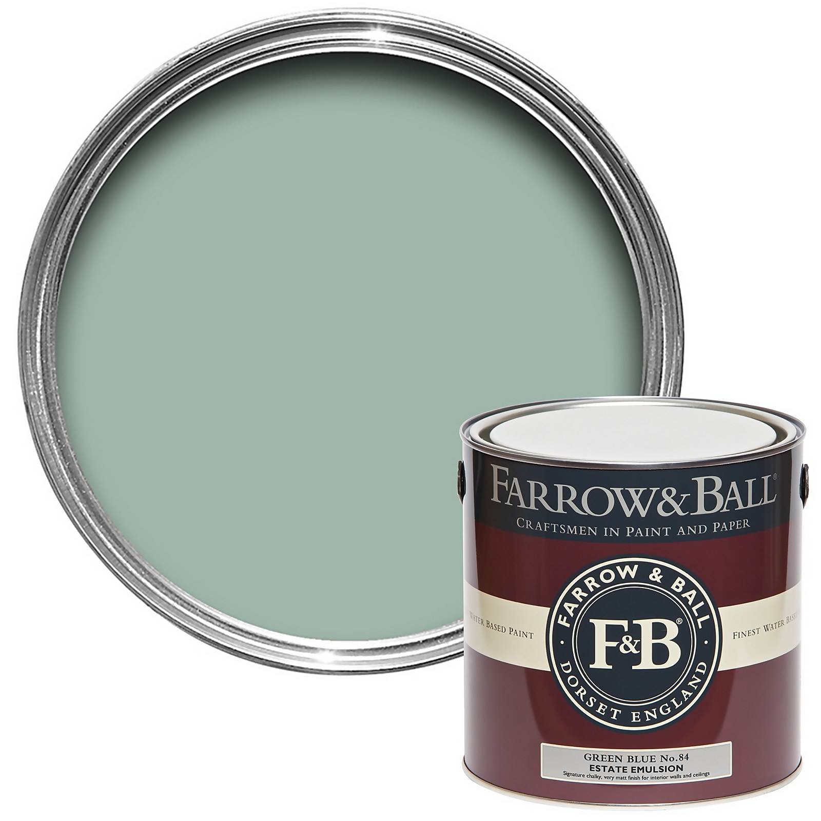 Farrow & Ball Estate Matt Emulsion Paint Green Blue No.84 - 2.5L