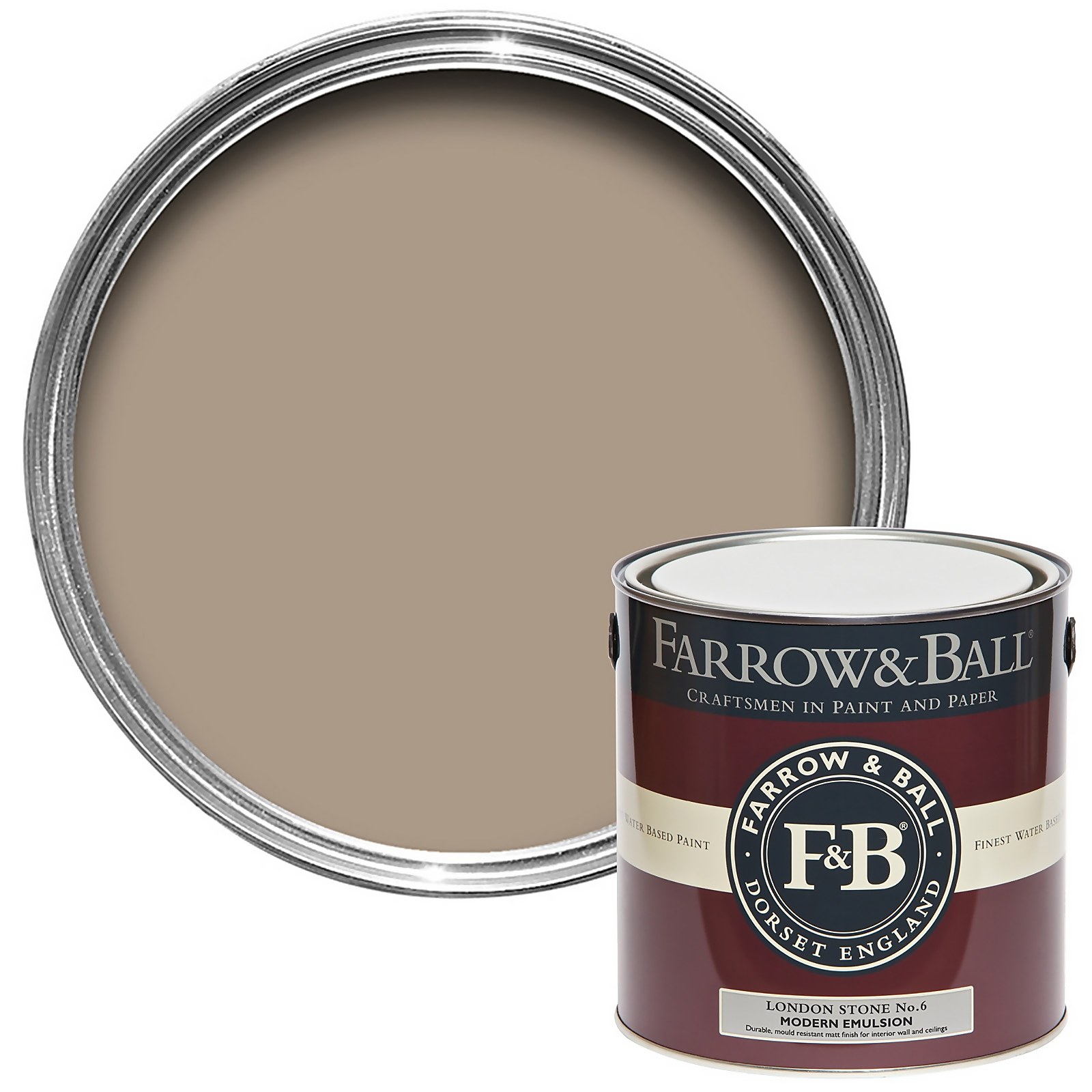 Farrow & Ball Modern Matt Emulsion Paint London Stone No.6 - 2.5L