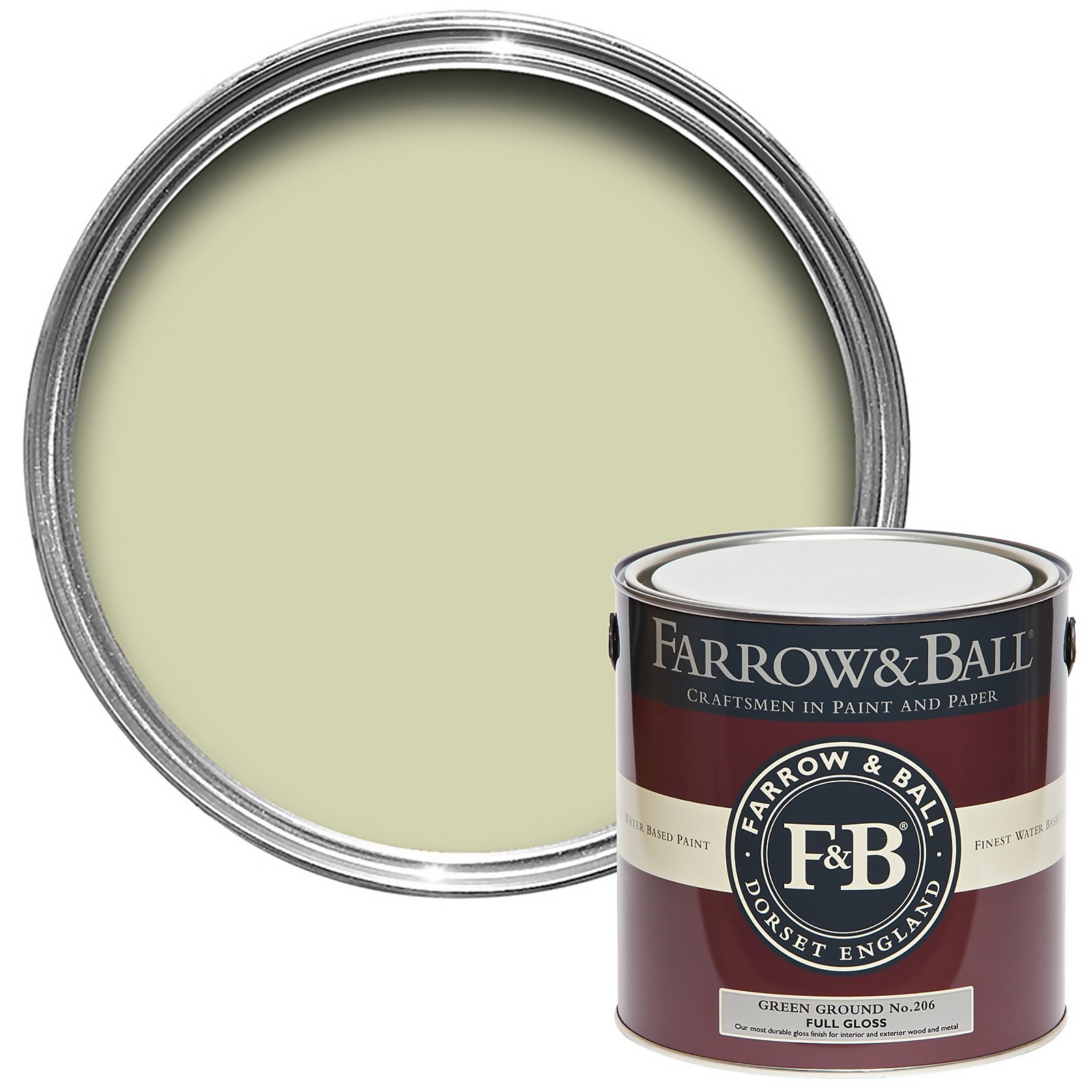 Farrow & Ball Full Gloss Paint Green Ground No.206 - 2.5L