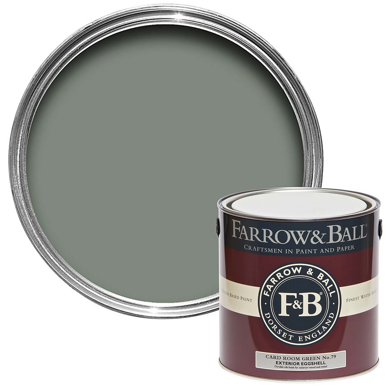 Farrow & Ball Exterior Eggshell Paint Card Room Green No.79 - 2.5L
